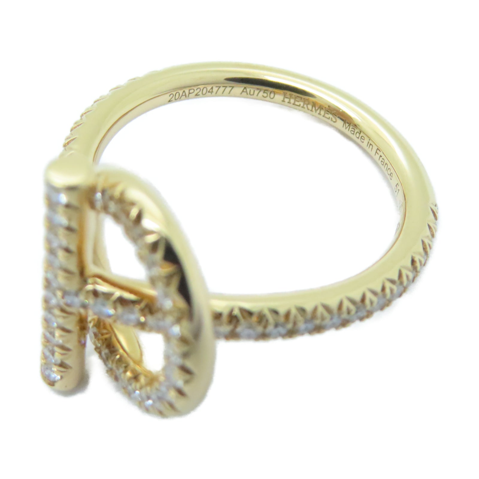 HERMES 18K玫瑰金Diamond Finesse Ring 0.43ct鑽石戒指#51/US#5.75