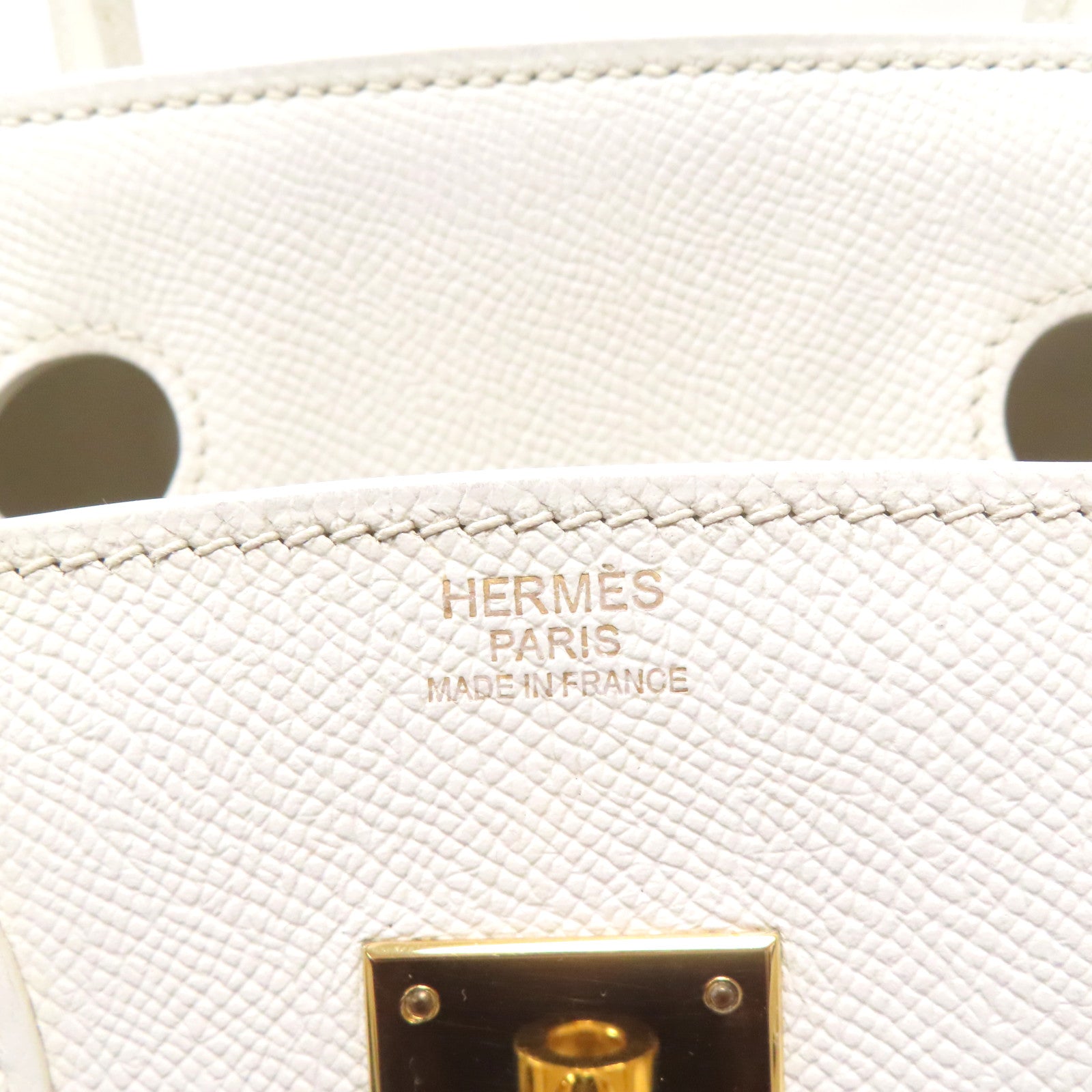 HERMES Epsom皮革Birkin 30金扣手挽袋白色
