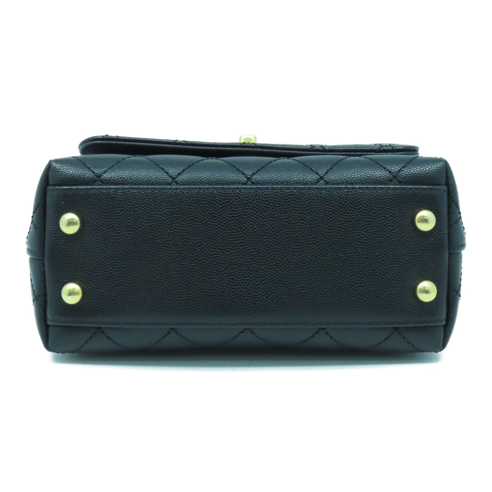 CHANEL 菱格牛皮皮革Chain Shoulder Bag金扣鏈帶手挽肩背兩用袋黑色