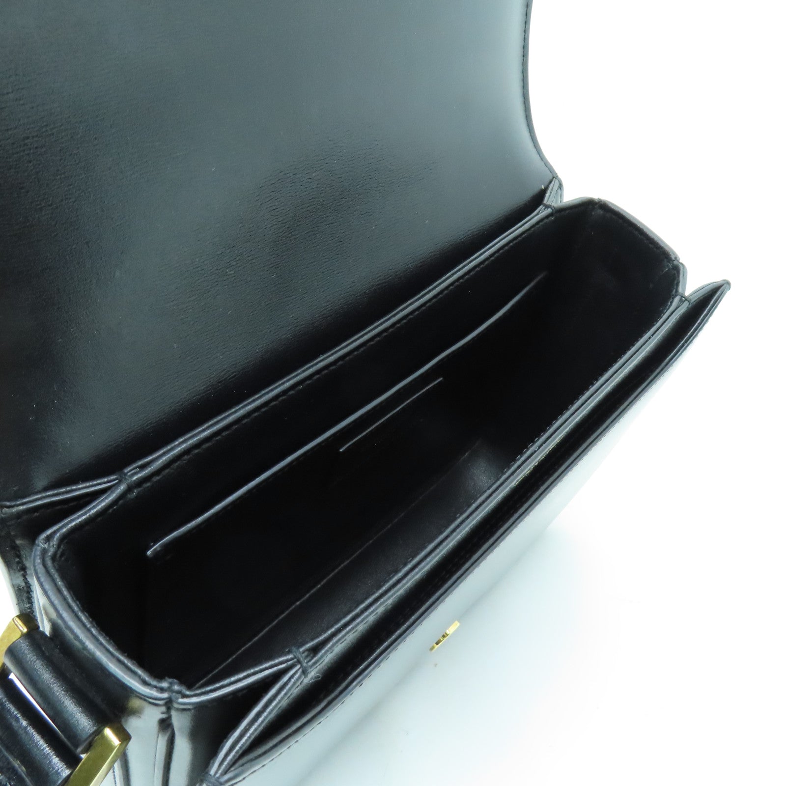 YVES SAINT LAURENT 牛皮皮革Shoulder Bag金扣肩背袋黑色