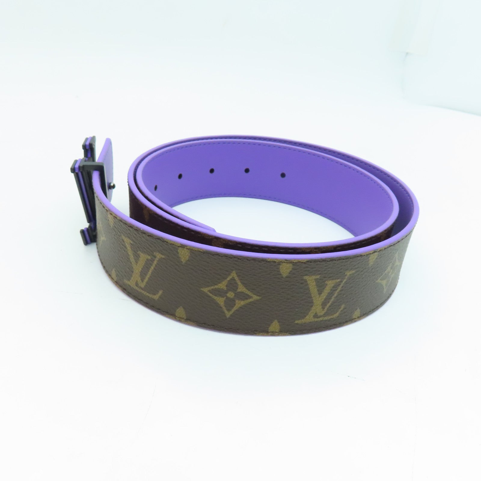 LOUIS VUITTON Monogram Belt皮帶啡色紫色