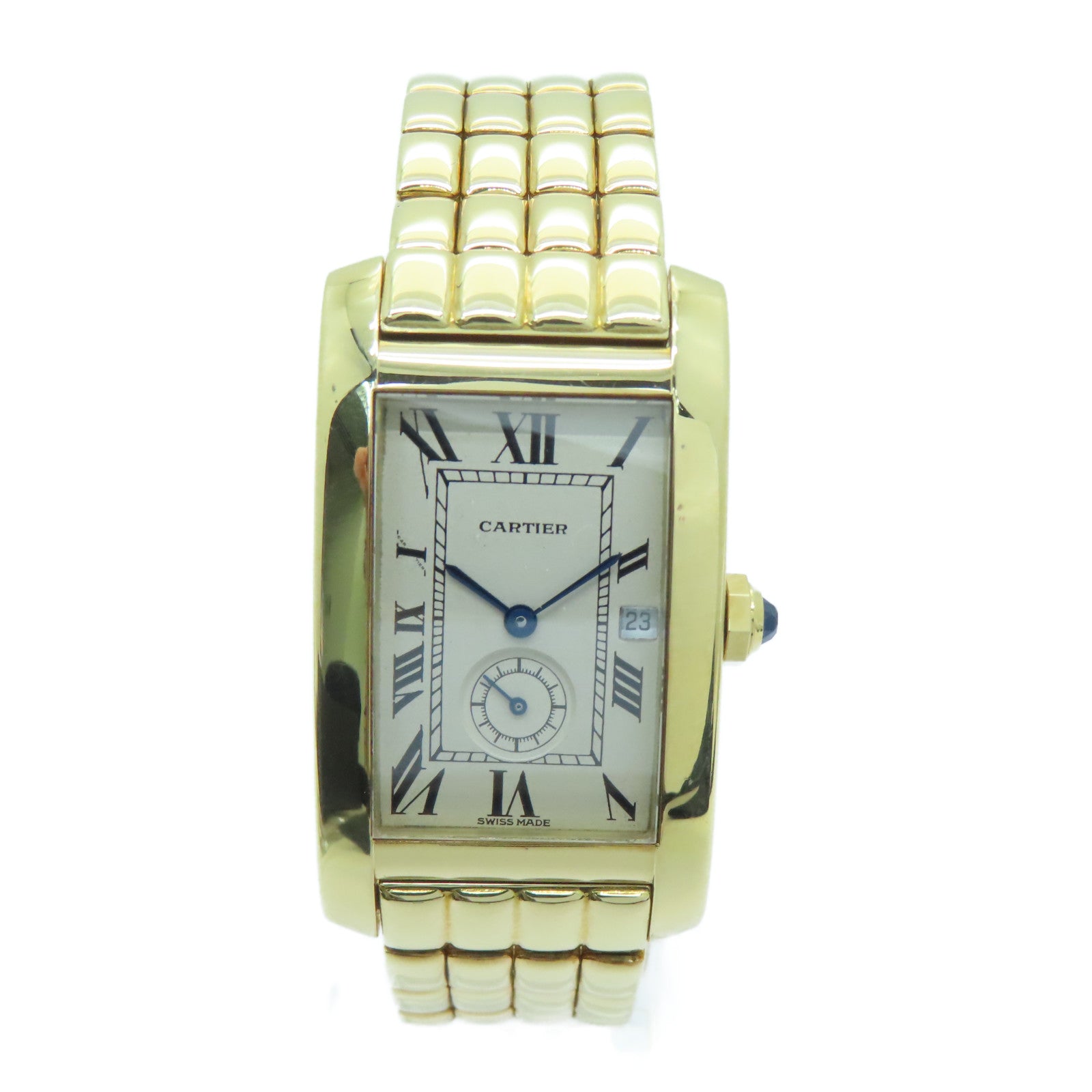CARTIER 【激減優惠】Tank American 18K黃金手錶石英機芯米色