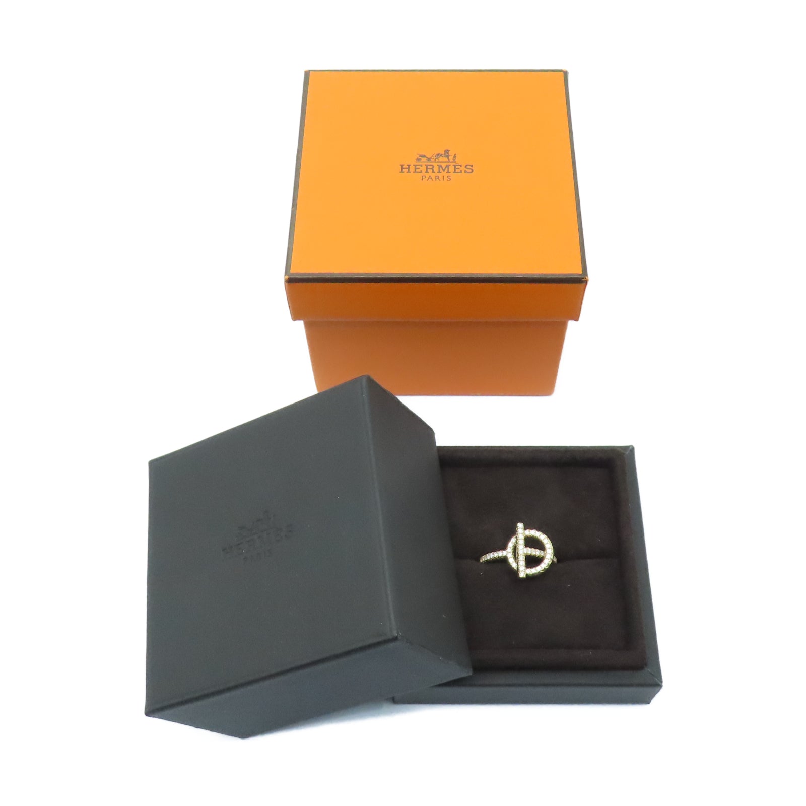 HERMES 18K玫瑰金Diamond Finesse Ring 0.43ct鑽石戒指#51/US#5.75