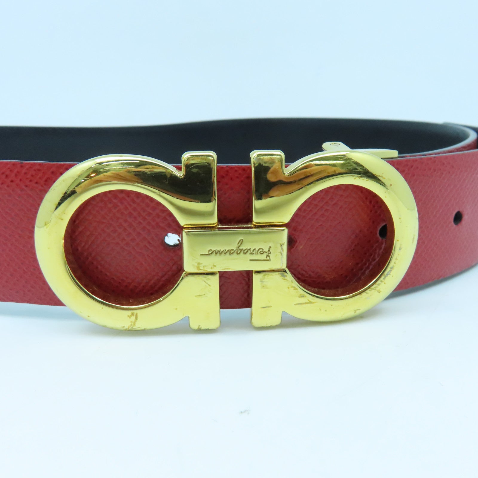 Salvatore Ferragamo Cowhide Leather Belt Belt Red