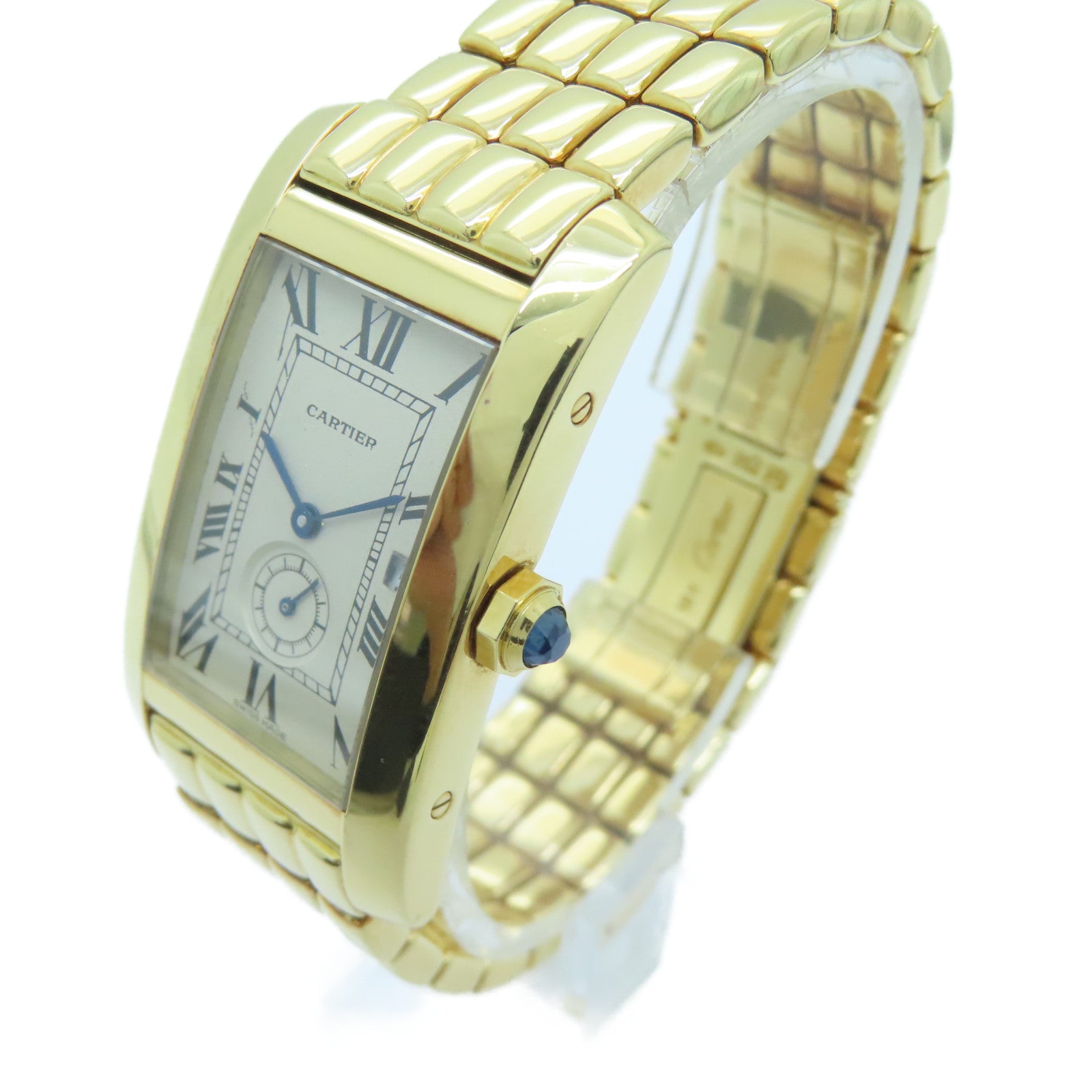 CARTIER 【激減優惠】Tank American 18K黃金手錶石英機芯米色