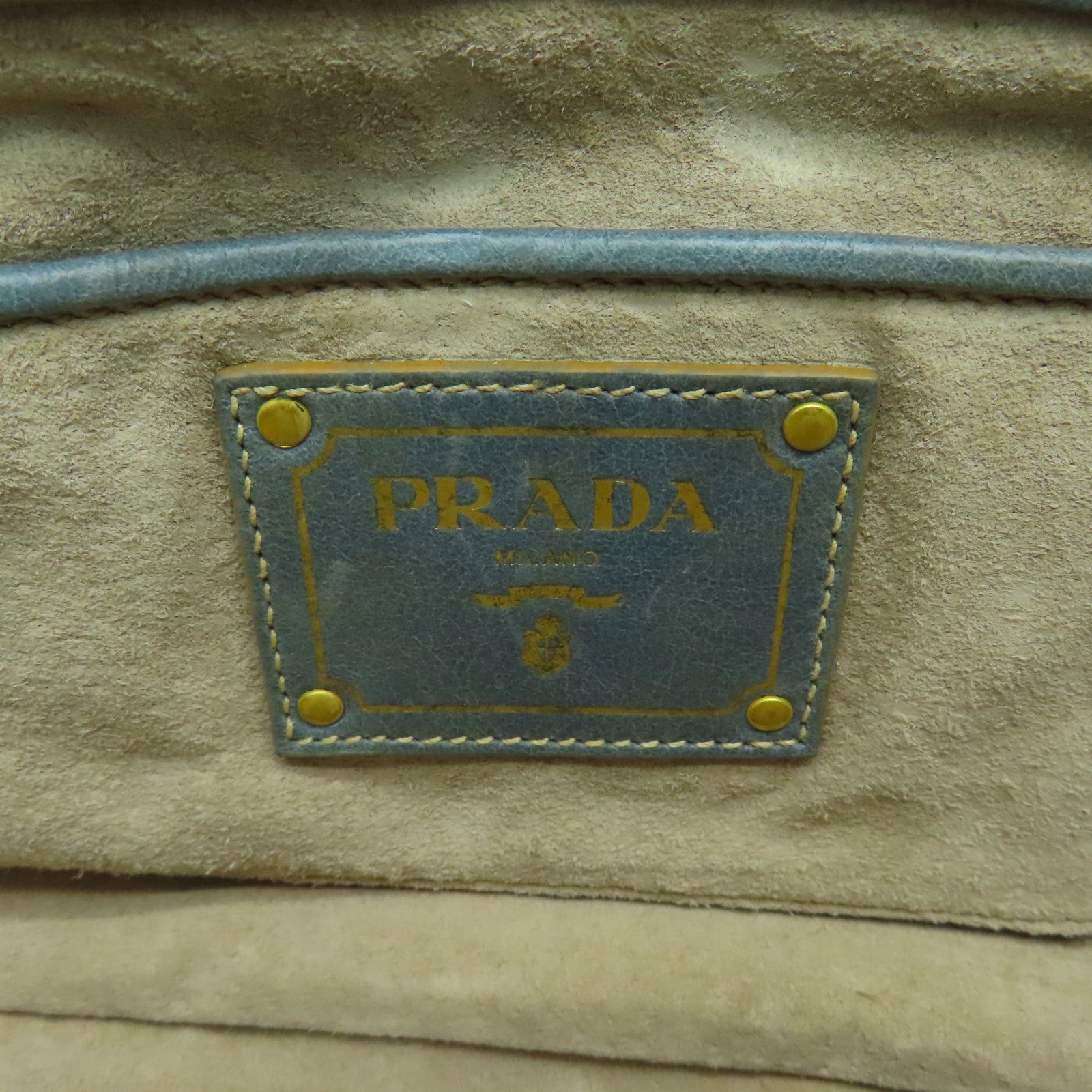 PRADA 牛皮皮革Shoulder Bag金扣鏈帶肩背袋淺藍色