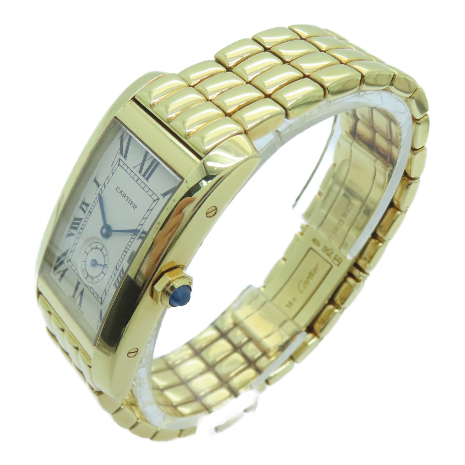 CARTIER 【激減優惠】Tank American 18K黃金手錶石英機芯米色