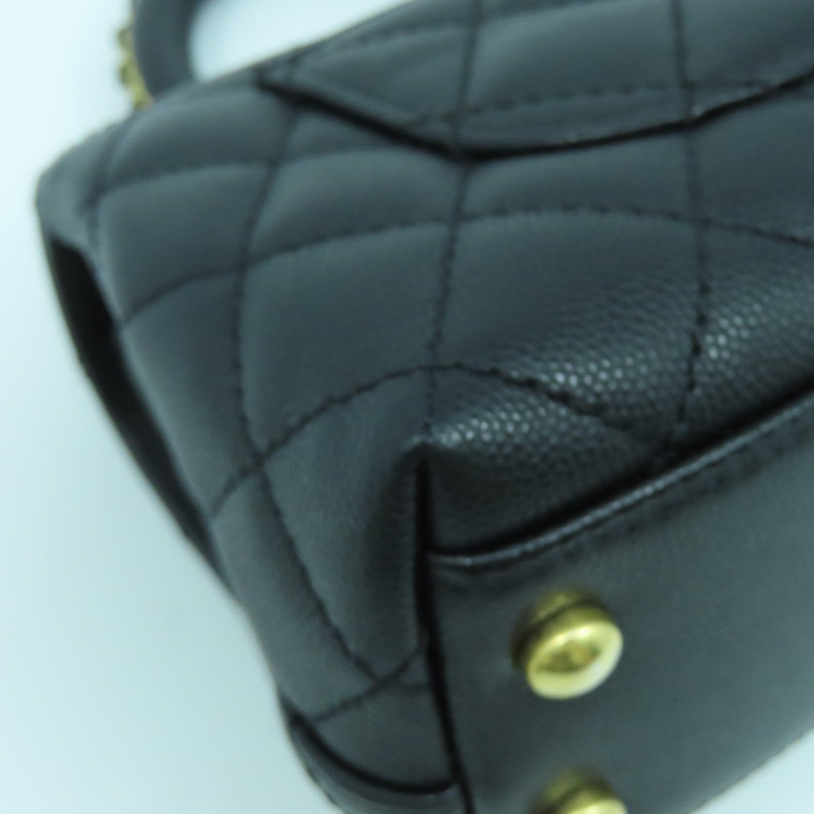 CHANEL 菱格牛皮皮革Chain Shoulder Bag金扣鏈帶手挽肩背兩用袋黑色