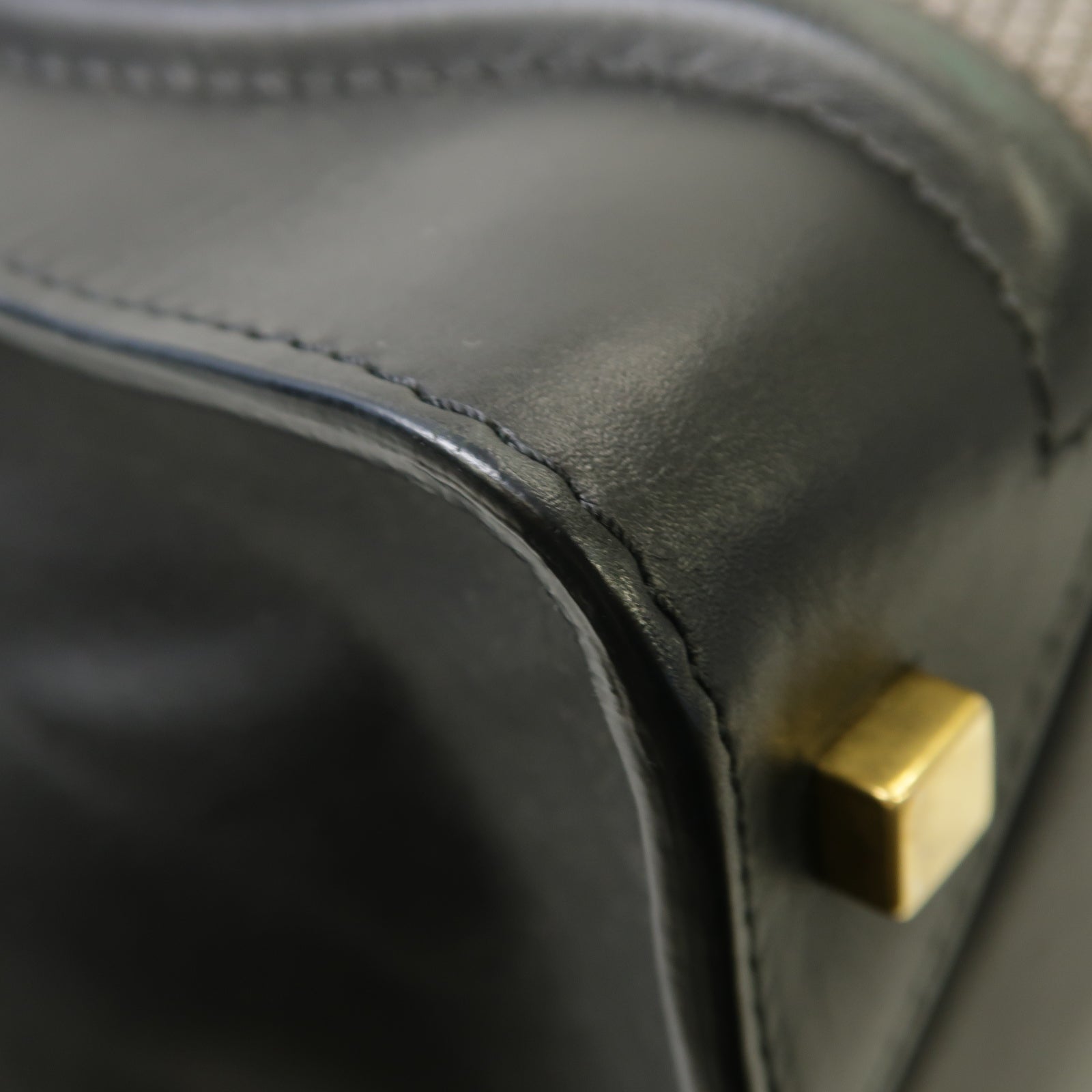 CELINE 牛皮皮革/蜥蝪皮革Mini Luggage金扣手挽袋黑色/灰色