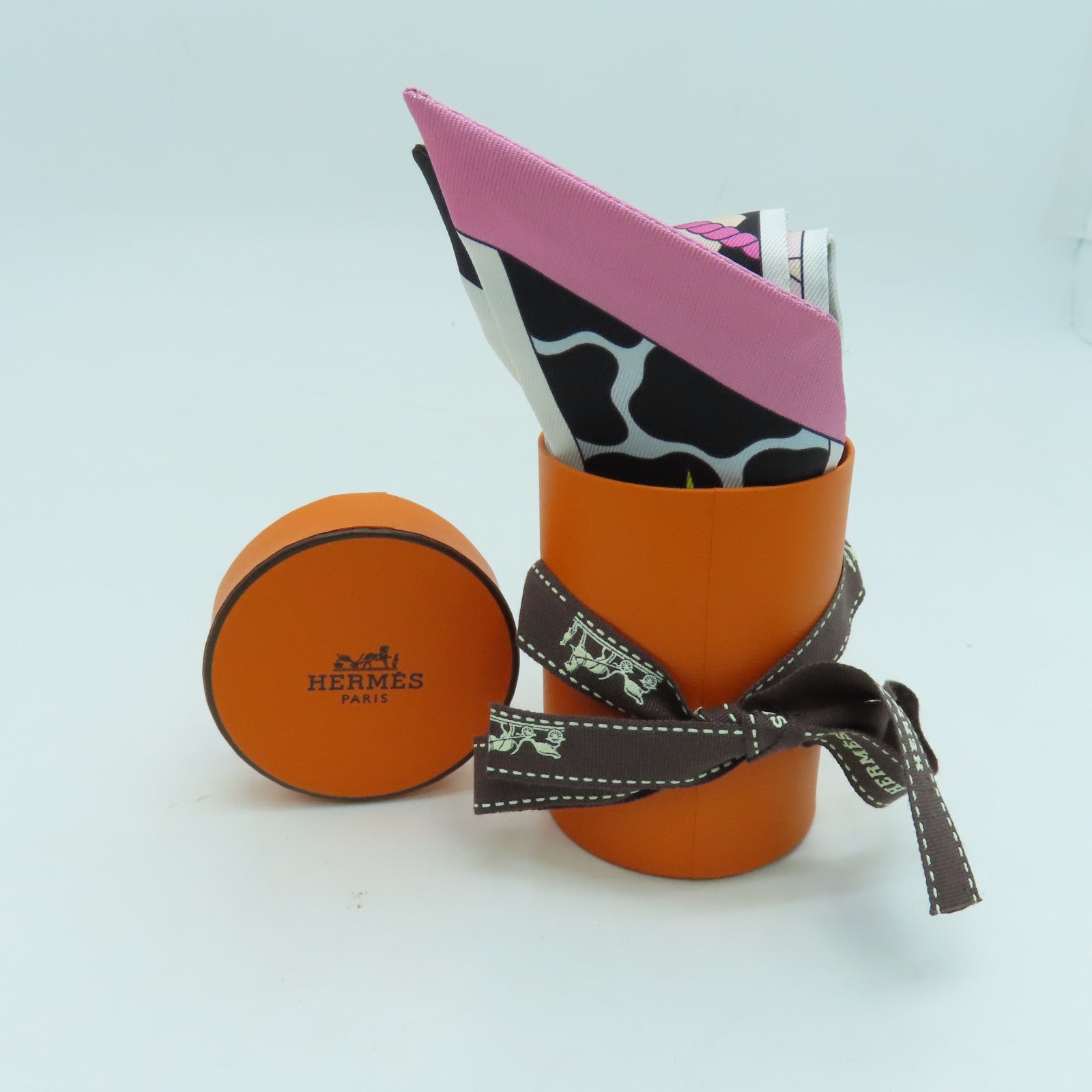 HERMES 絲質Twilly絲巾彩色