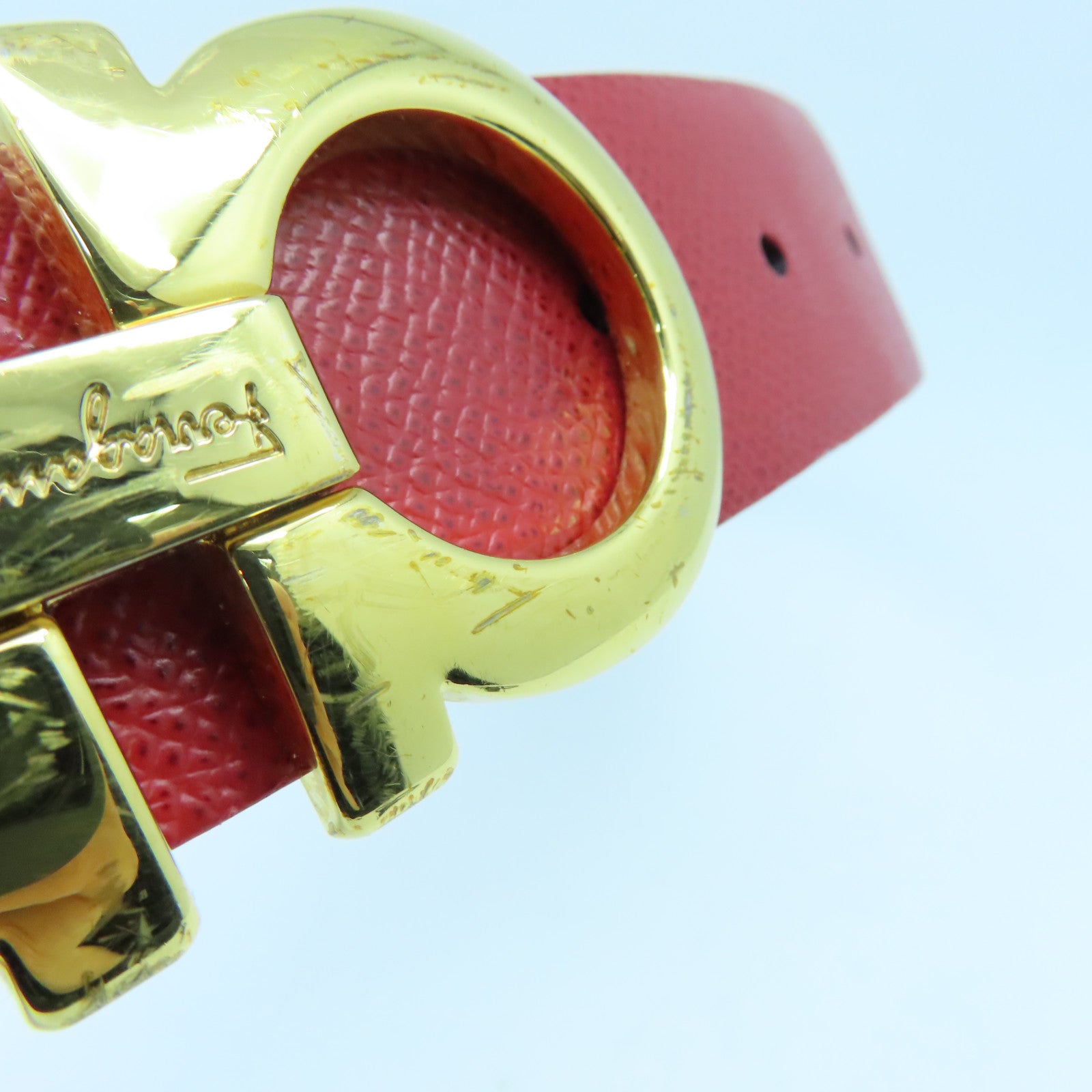 Salvatore Ferragamo Cowhide Leather Belt Belt Red