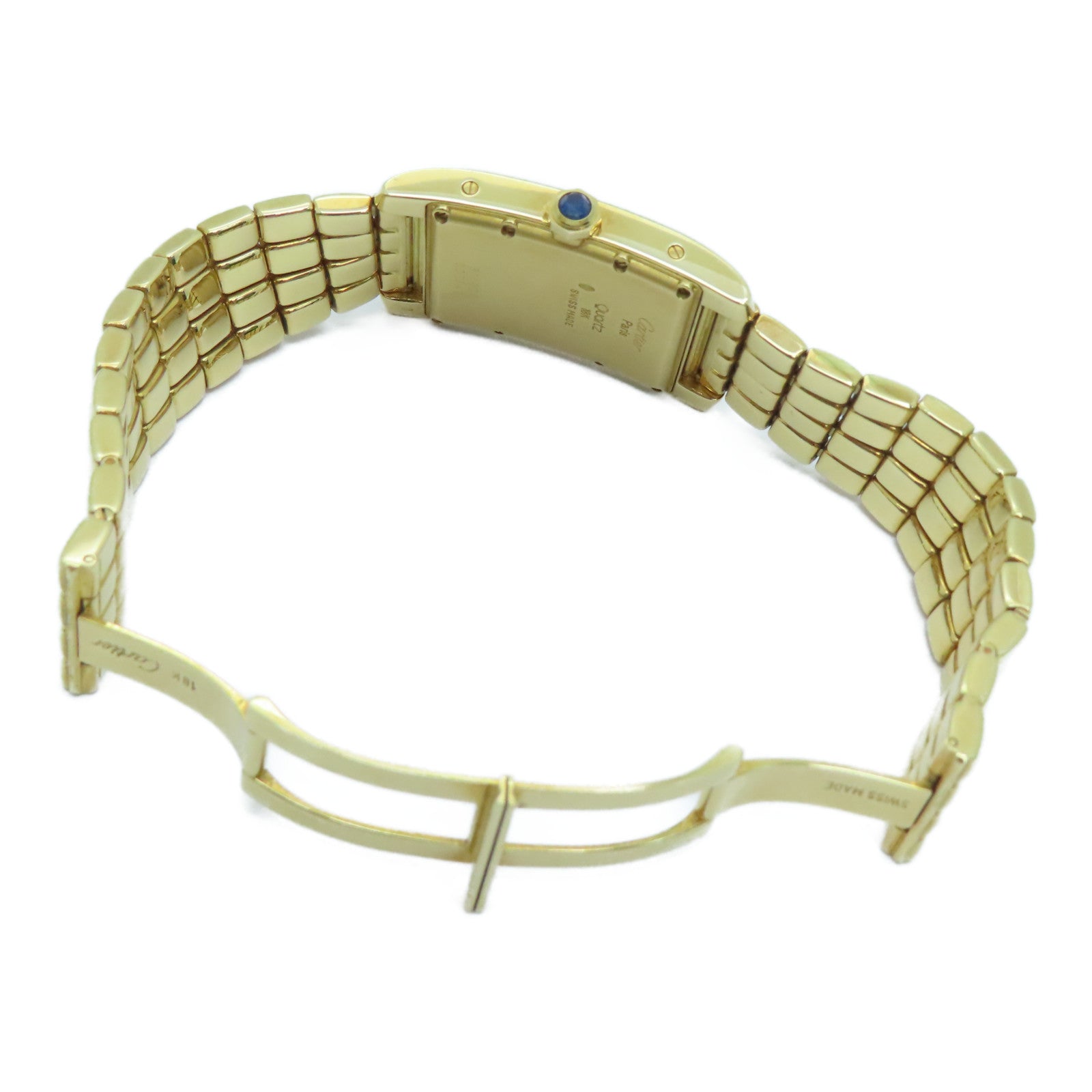 CARTIER 【激減優惠】Tank American 18K黃金手錶石英機芯米色