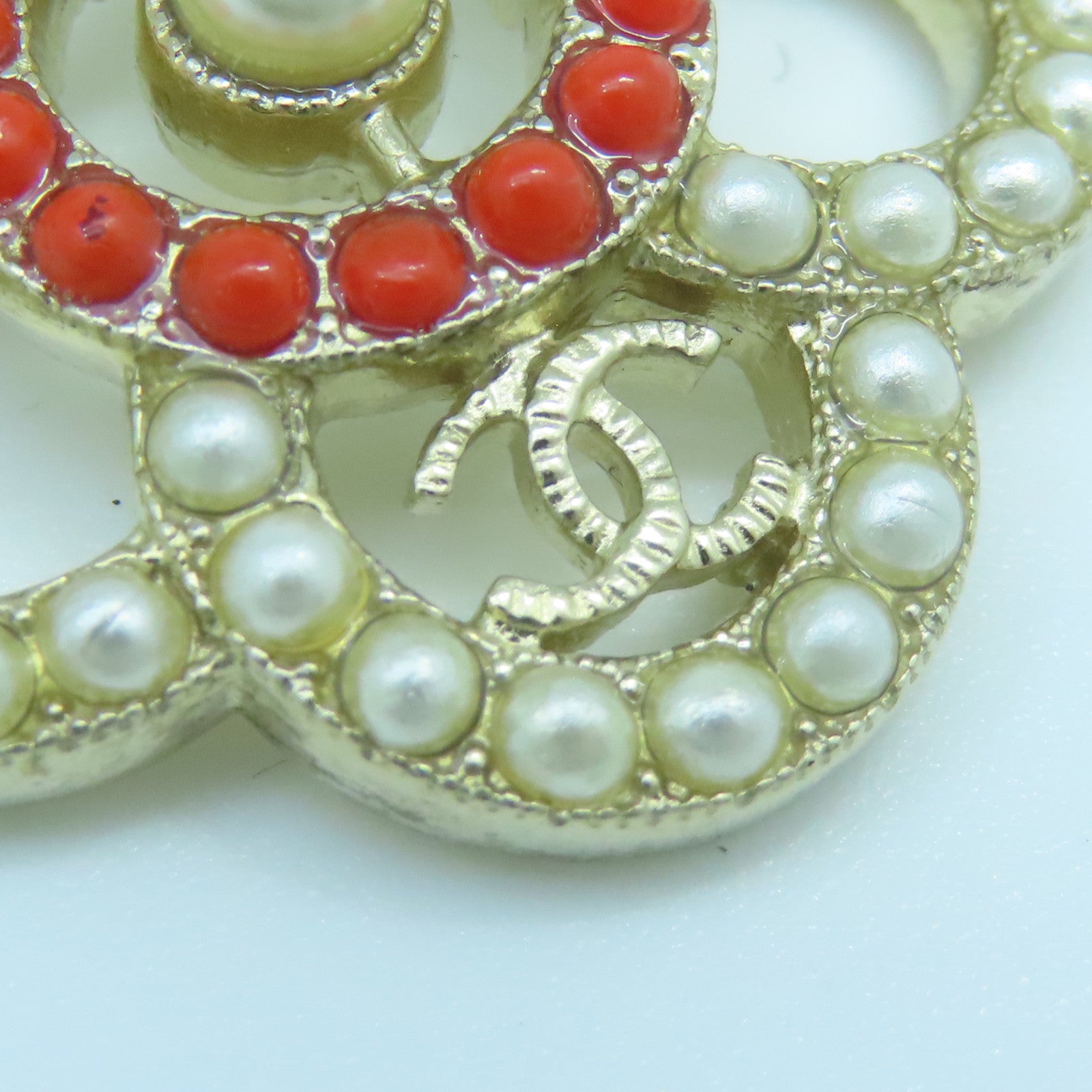 CHANEL 金屬Necklace項鍊紅色白色金色