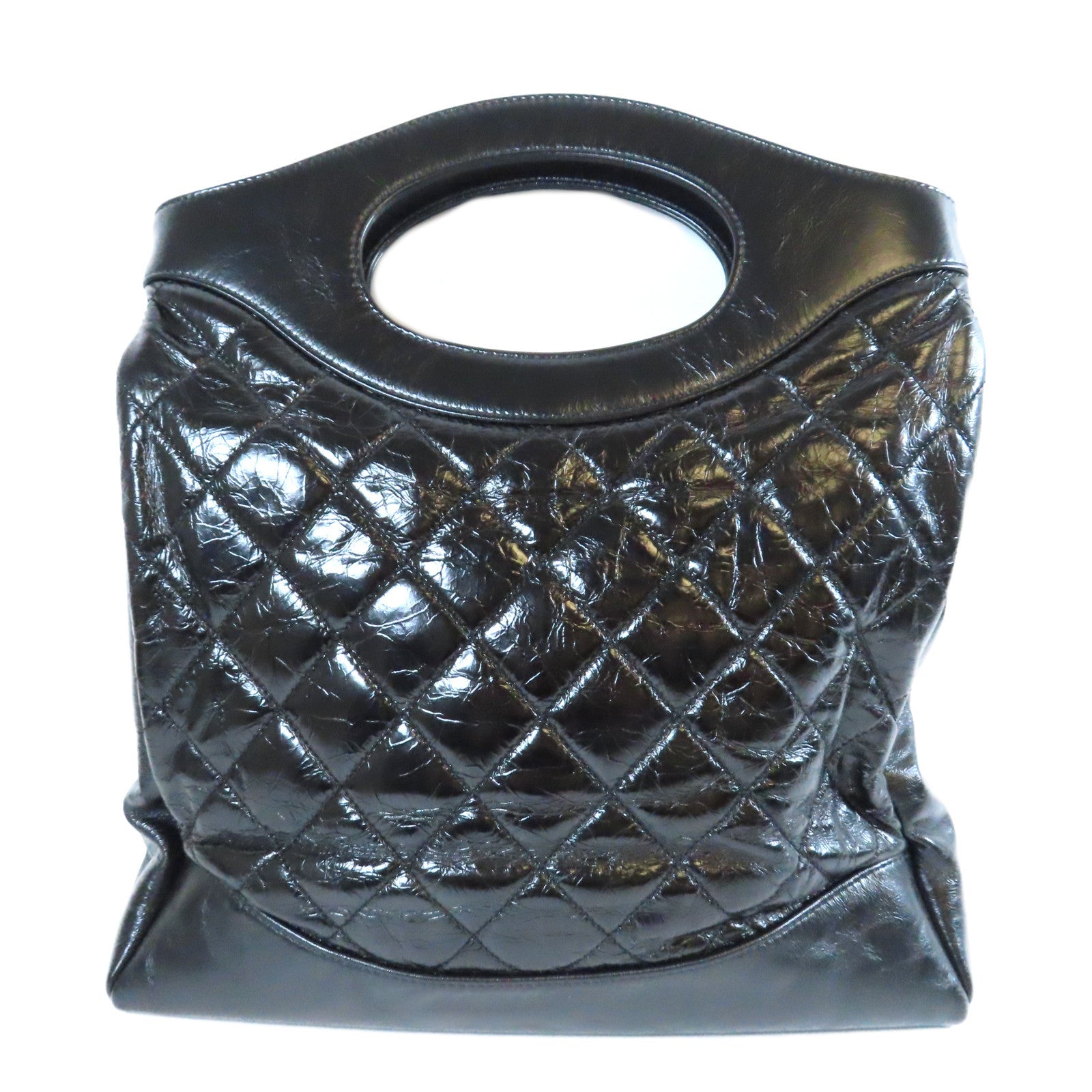 CHANEL 菱格牛皮皮革Chain Shoulder金扣鏈帶肩背袋黑色