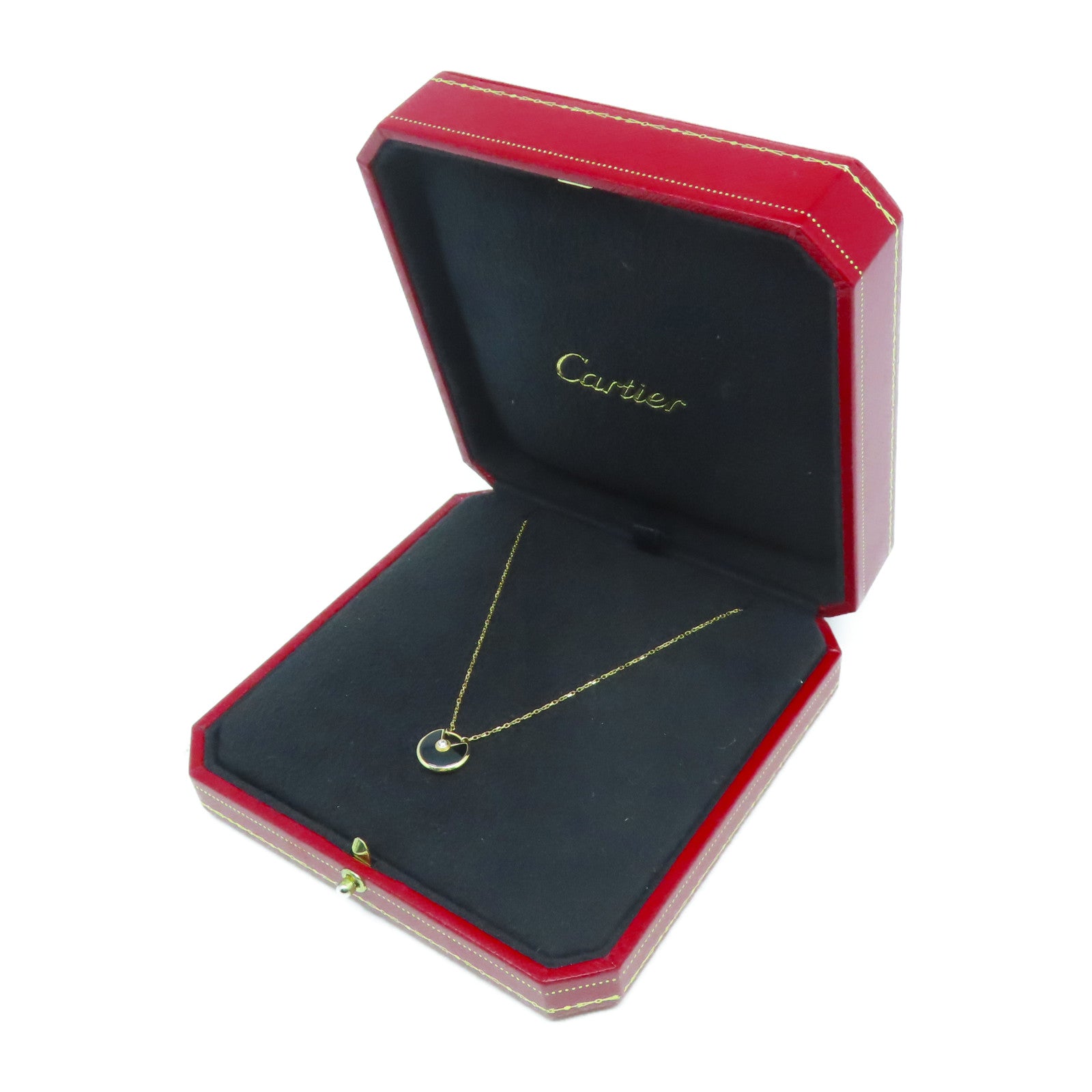 CARTIER 18K金Amulette de Cartier金扣項鍊黑色/金色