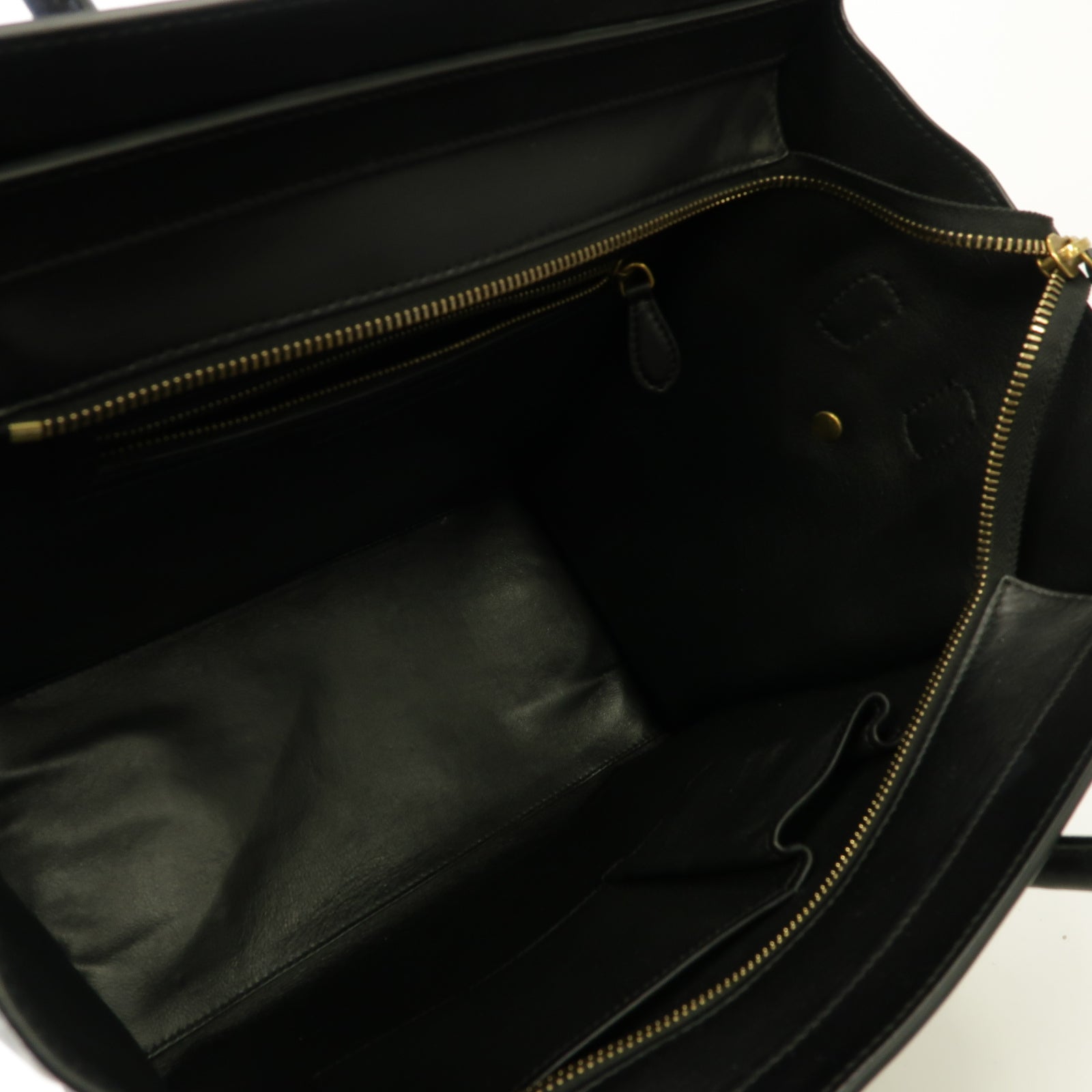 CELINE 牛皮皮革/蜥蝪皮革Mini Luggage金扣手挽袋黑色/灰色