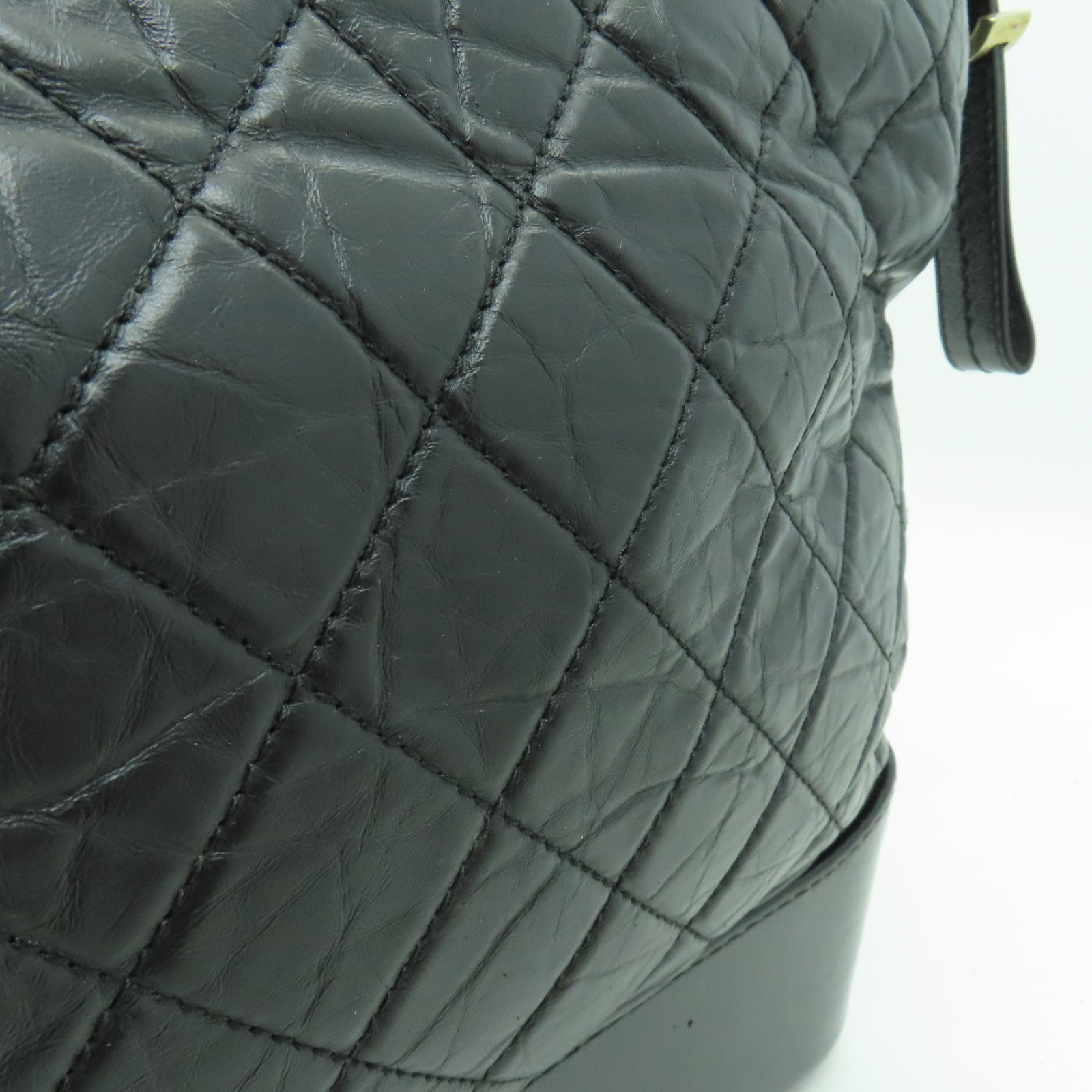 CHANEL 菱格Aged Calf皮革Chain Shoulder Bag金扣/銀扣鏈帶肩背袋黑色