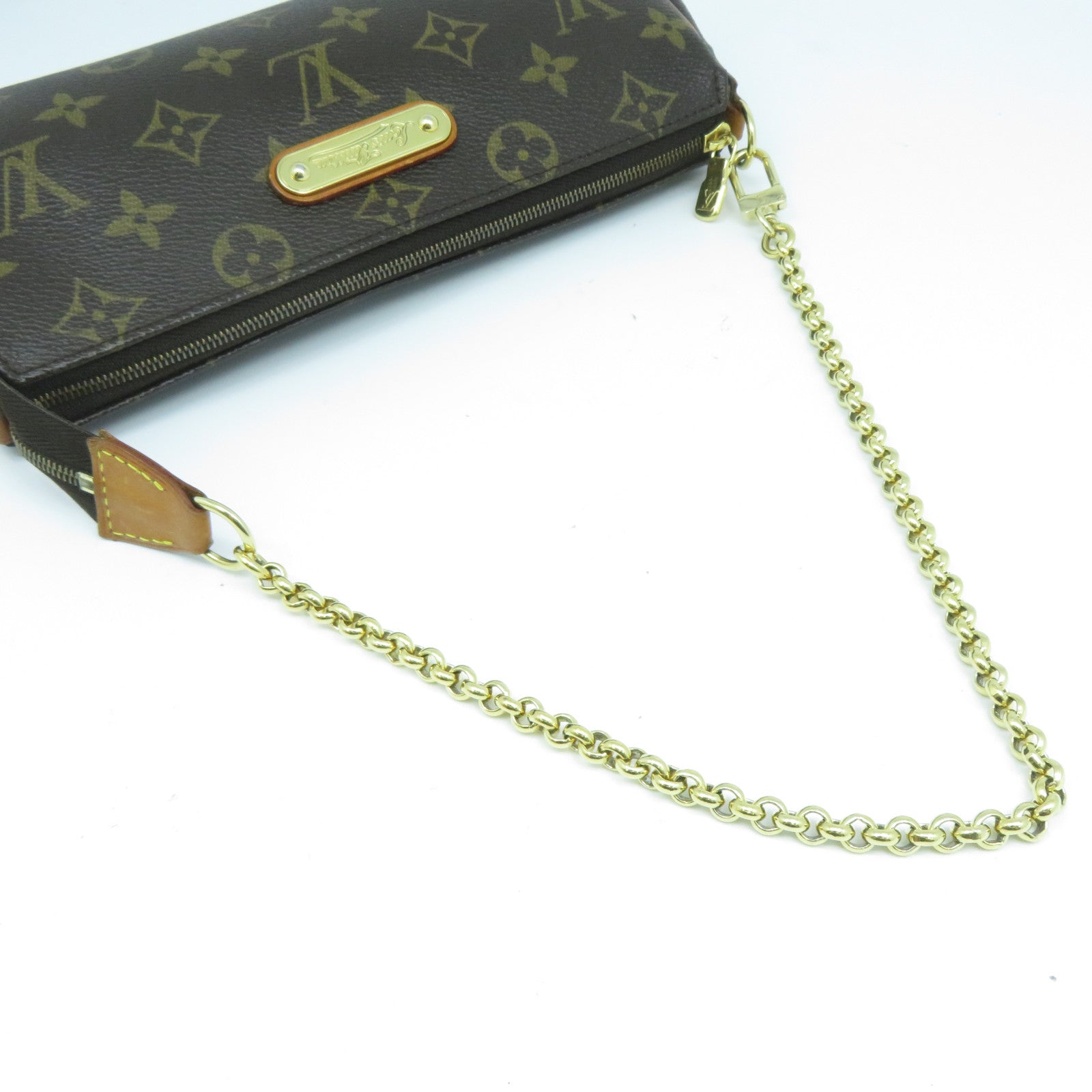 LOUIS VUITTON Monogram Pochette Eva金扣手挽肩背兩用袋啡色