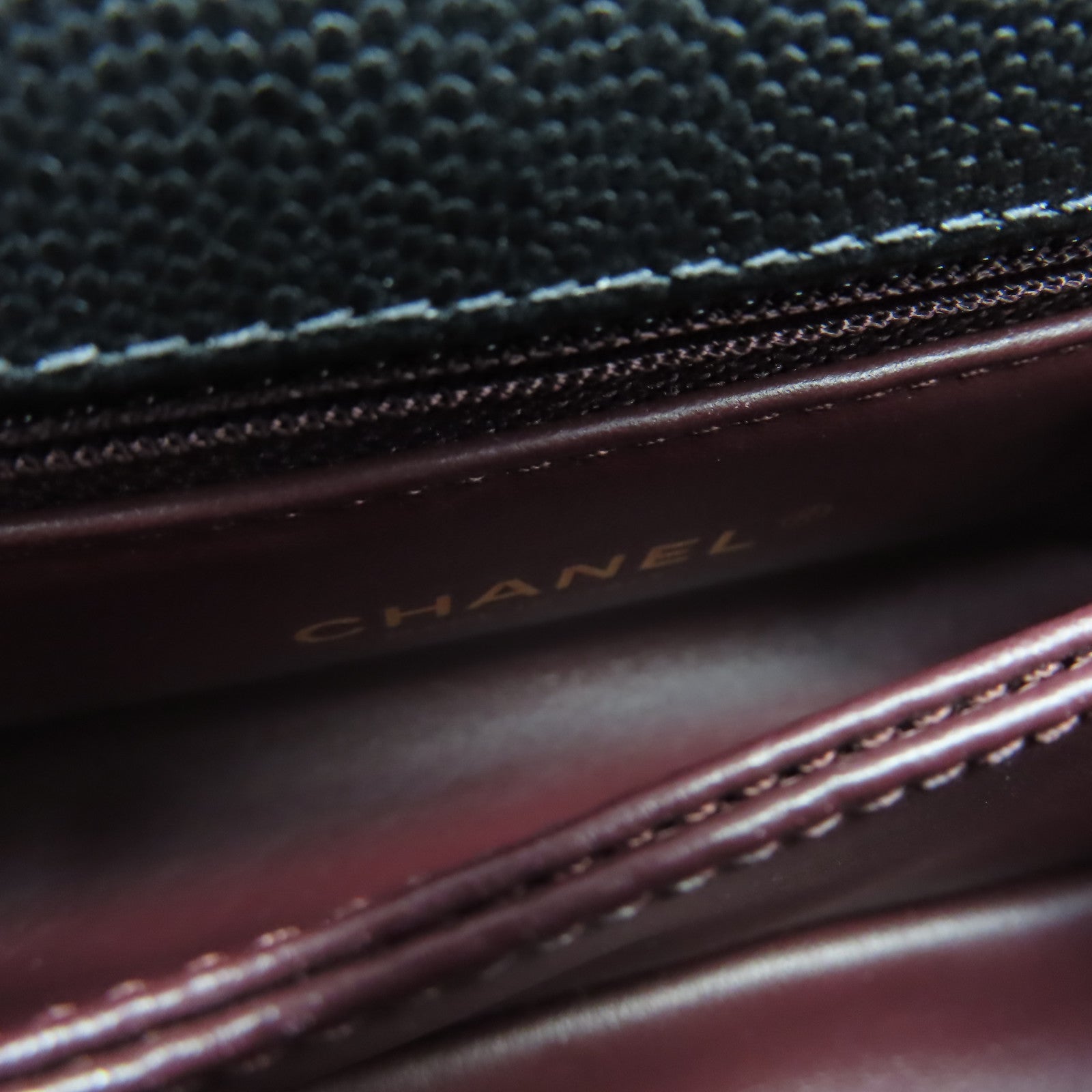 CHANEL 菱格牛皮皮革Chain Shoulder Bag金扣鏈帶手挽肩背兩用袋黑色