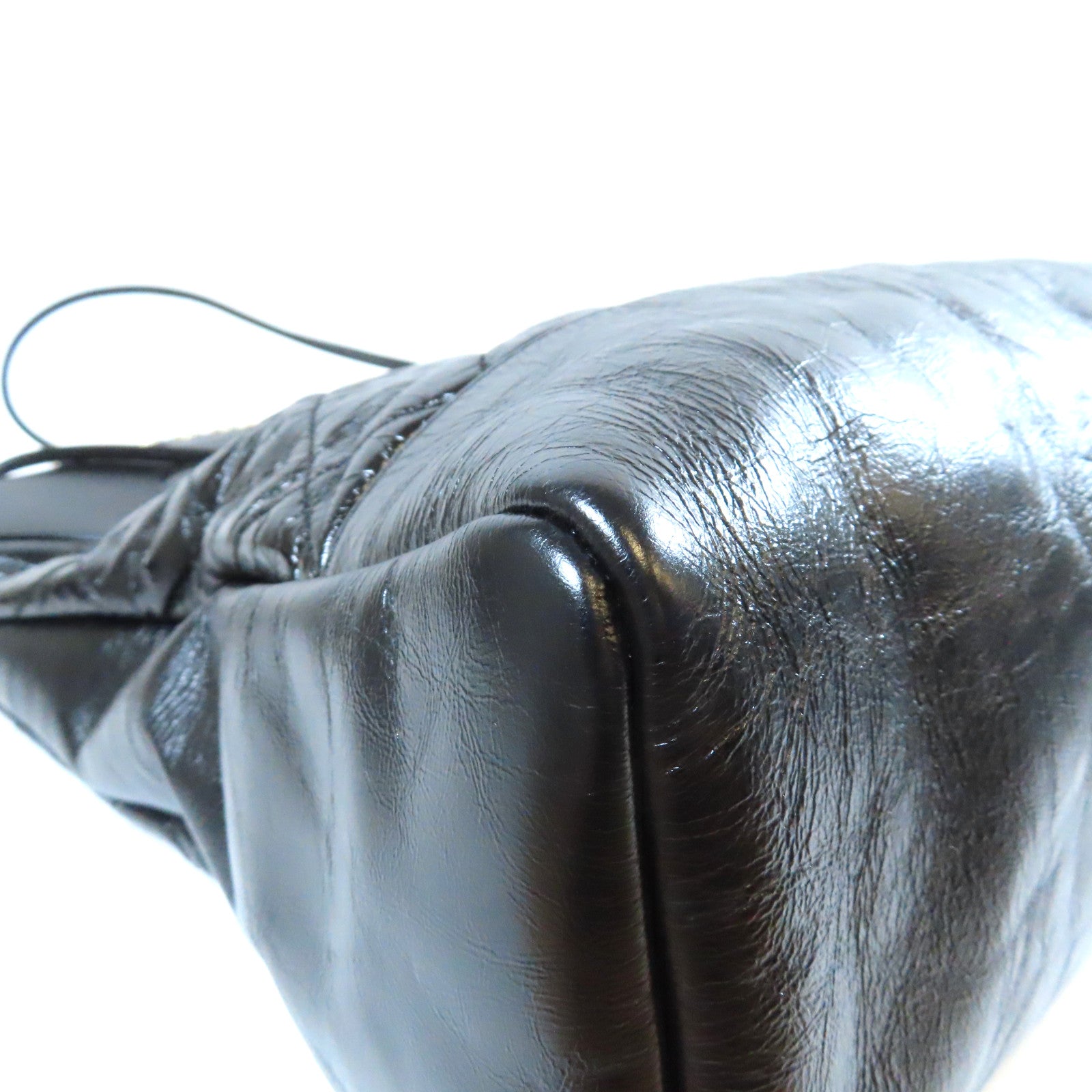 CHANEL 菱格牛皮皮革Chain Shoulder金扣鏈帶肩背袋黑色