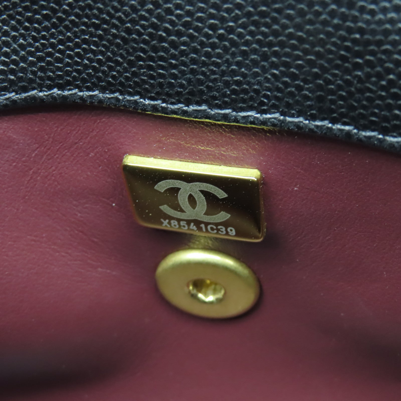 CHANEL 菱格牛皮皮革Chain Shoulder Bag金扣鏈帶手挽肩背兩用袋黑色