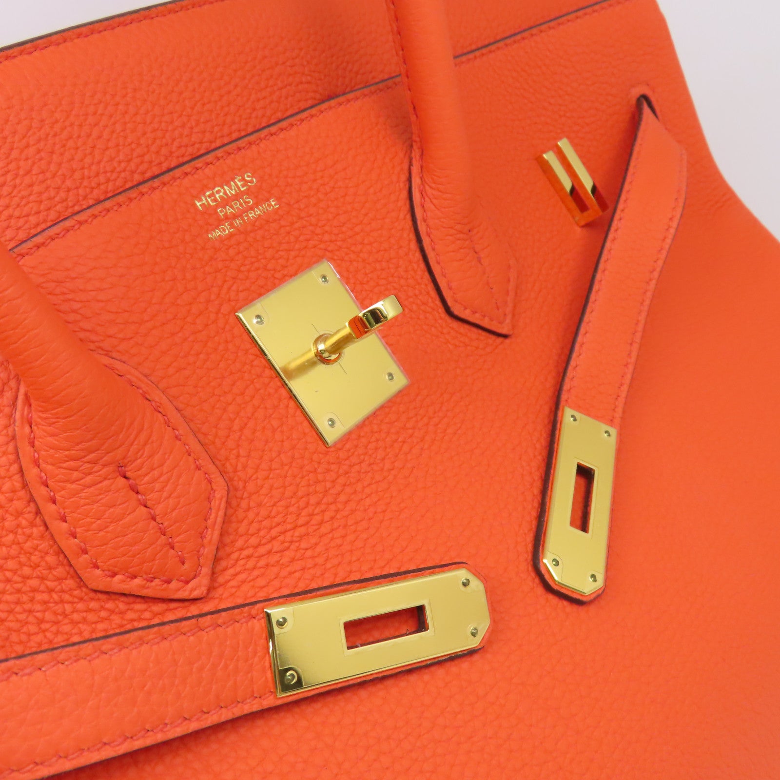 HERMES Togo皮革Birkin 35 Handbag金扣手挽袋Orange Poppy/罌粟花橘色