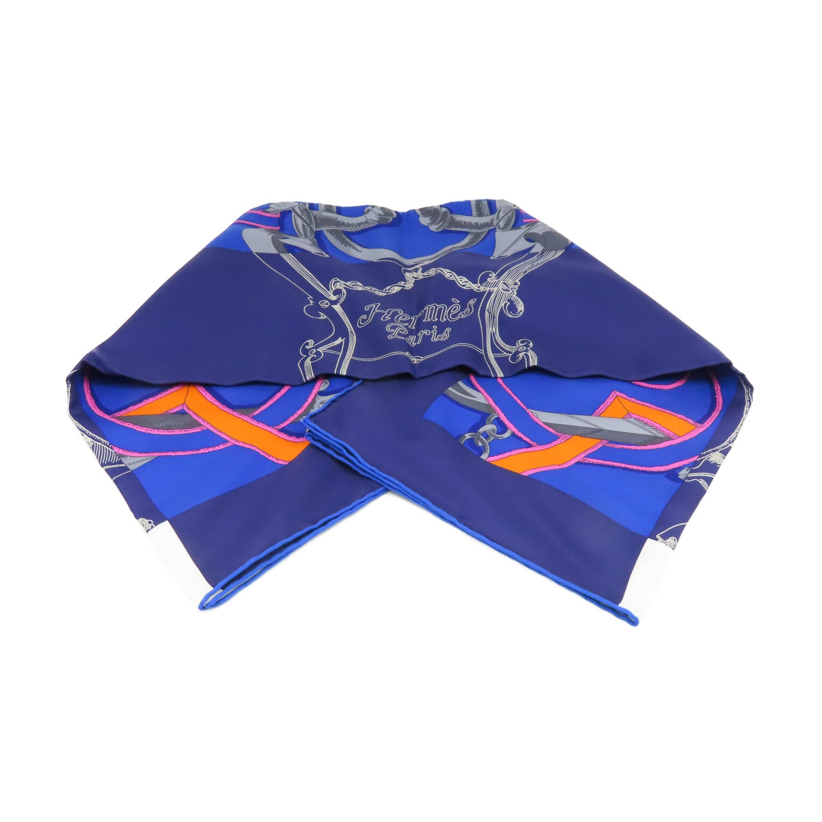 HERMES 【激減優惠】絲質Scarf 90x90絲巾藍色/彩色