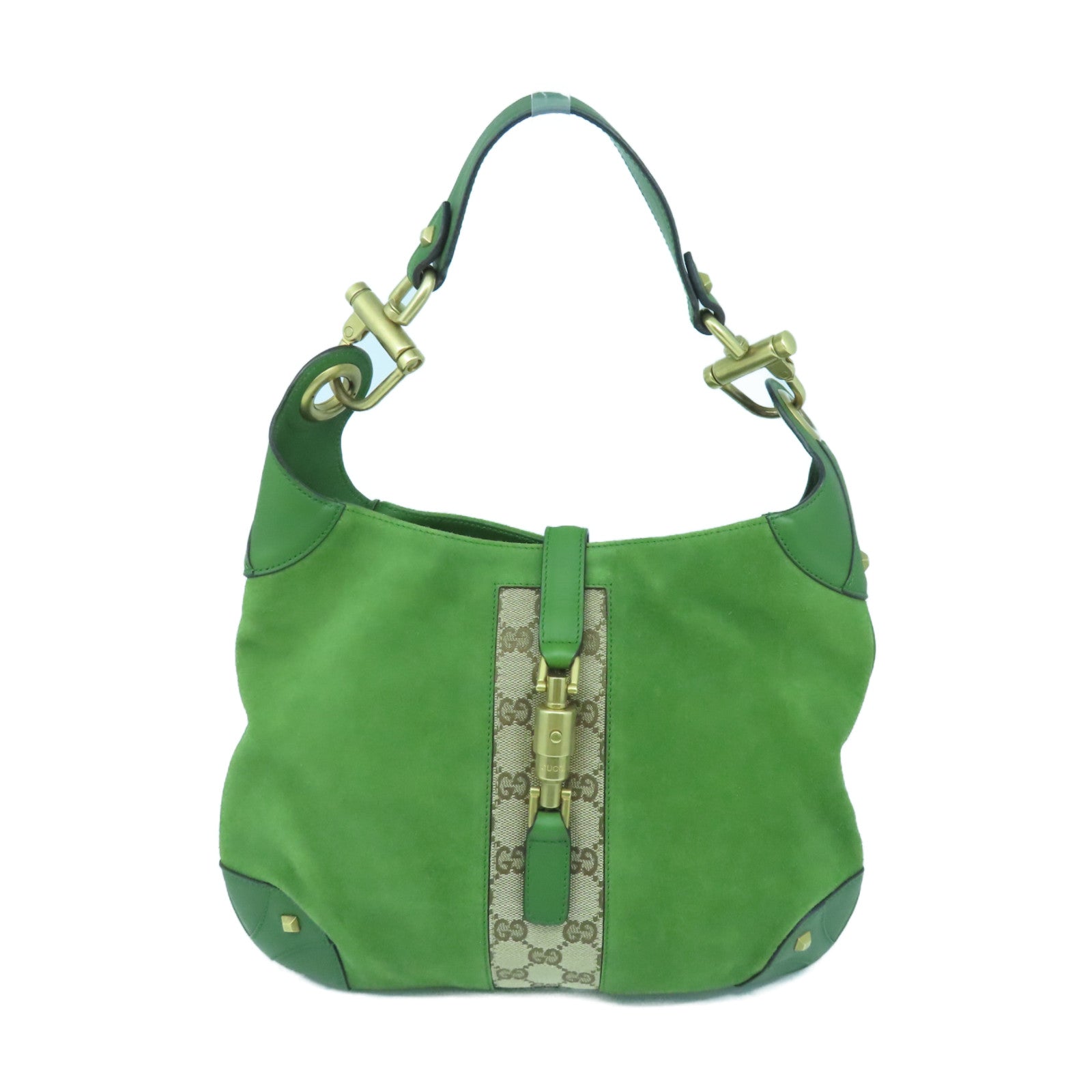 GUCCI 麂皮皮革Shoulder Bag金扣肩背袋綠色