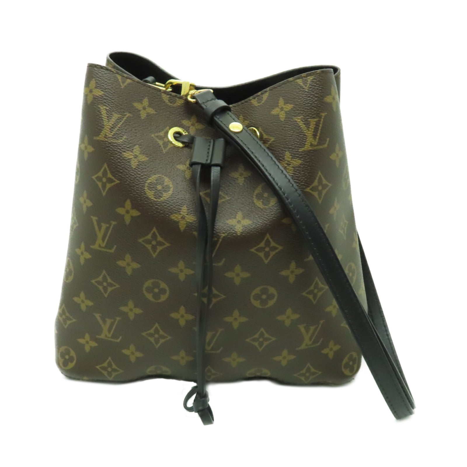 LOUIS VUITTON Monogram NeoNoe MM金扣肩背袋啡色/黑色