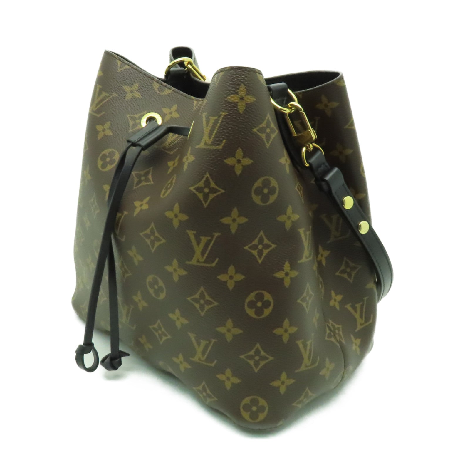 LOUIS VUITTON Monogram NeoNoe MM金扣肩背袋啡色/黑色