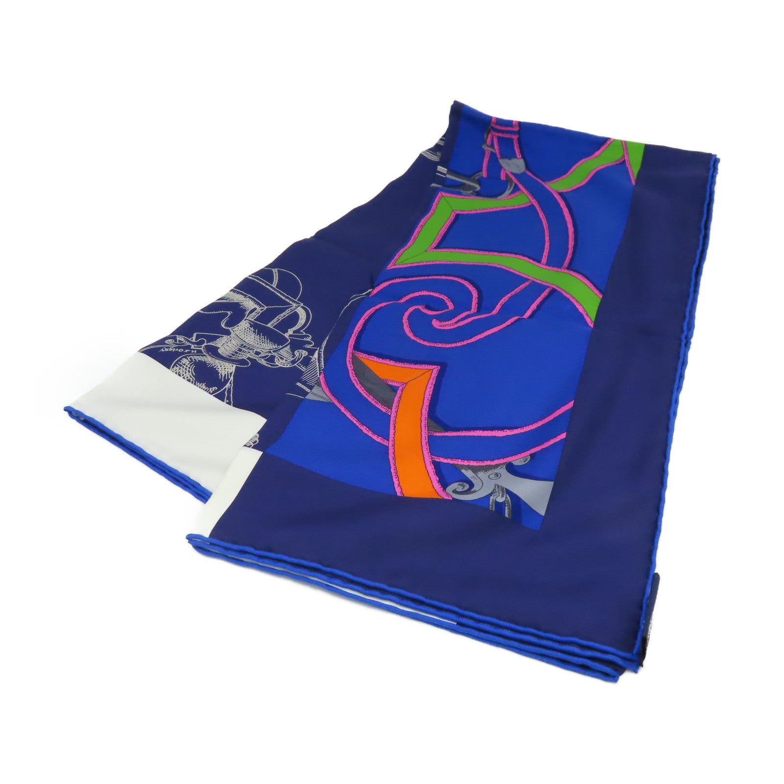 HERMES 【激減優惠】絲質Scarf 90x90絲巾藍色/彩色