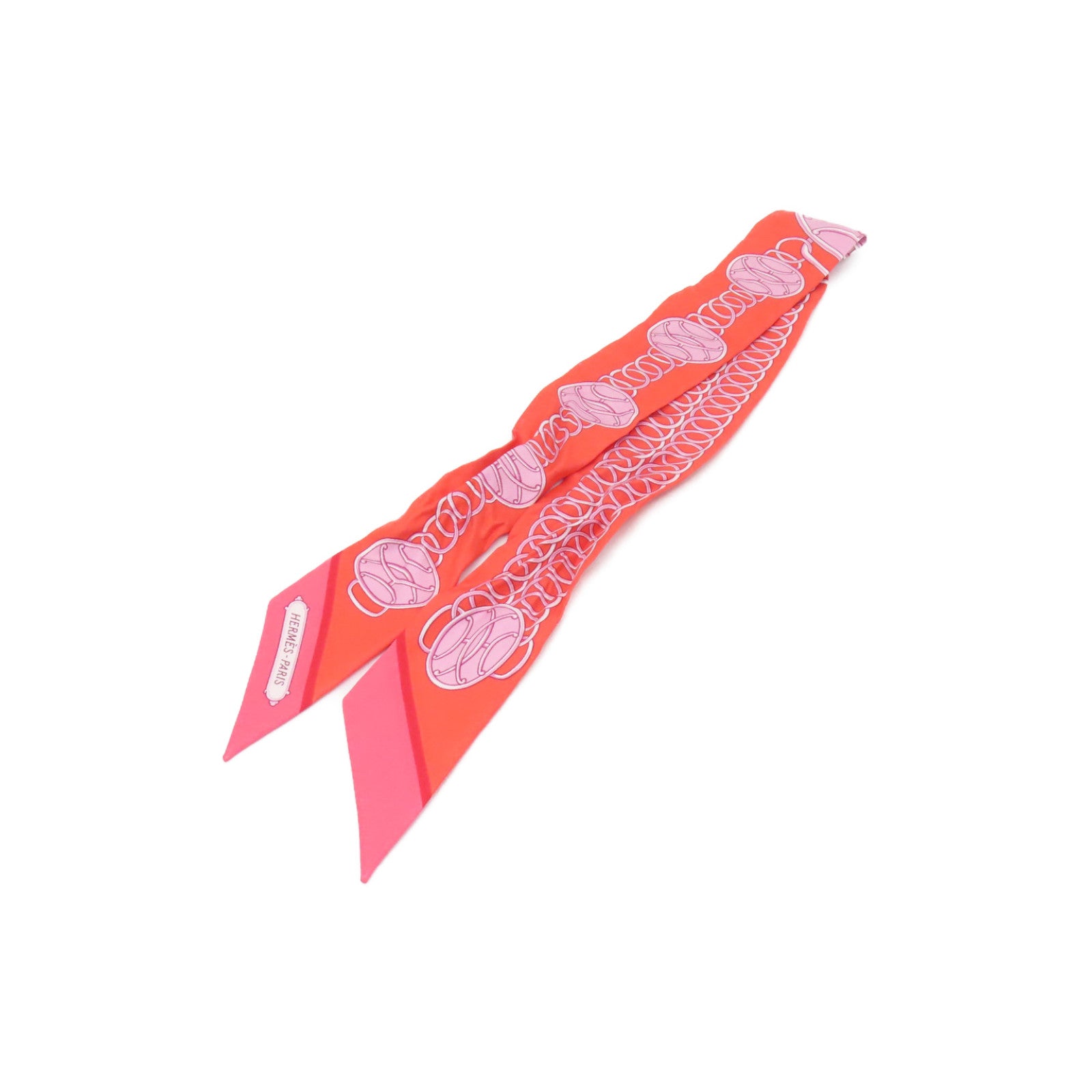 HERMES Silk Twilly Scarf Red