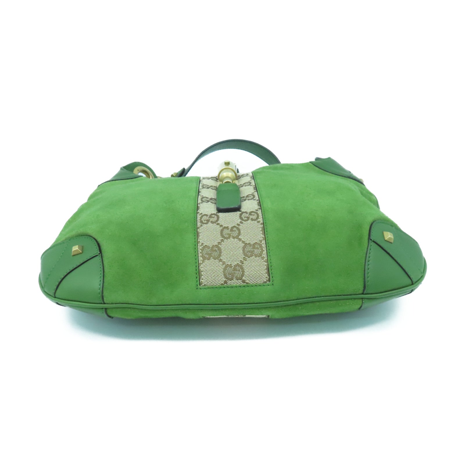 GUCCI 麂皮皮革Shoulder Bag金扣肩背袋綠色