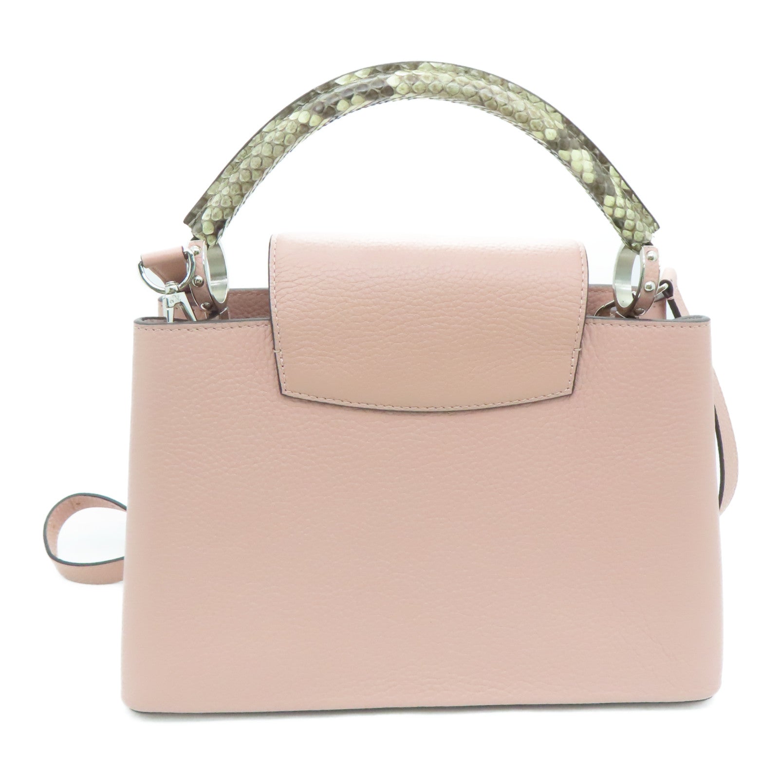 LOUIS VUITTON [Sharp Discount] Taurillon Leather/Snakeskin Leather Capucines MM Silver Buckle Shoulder Bag Pink