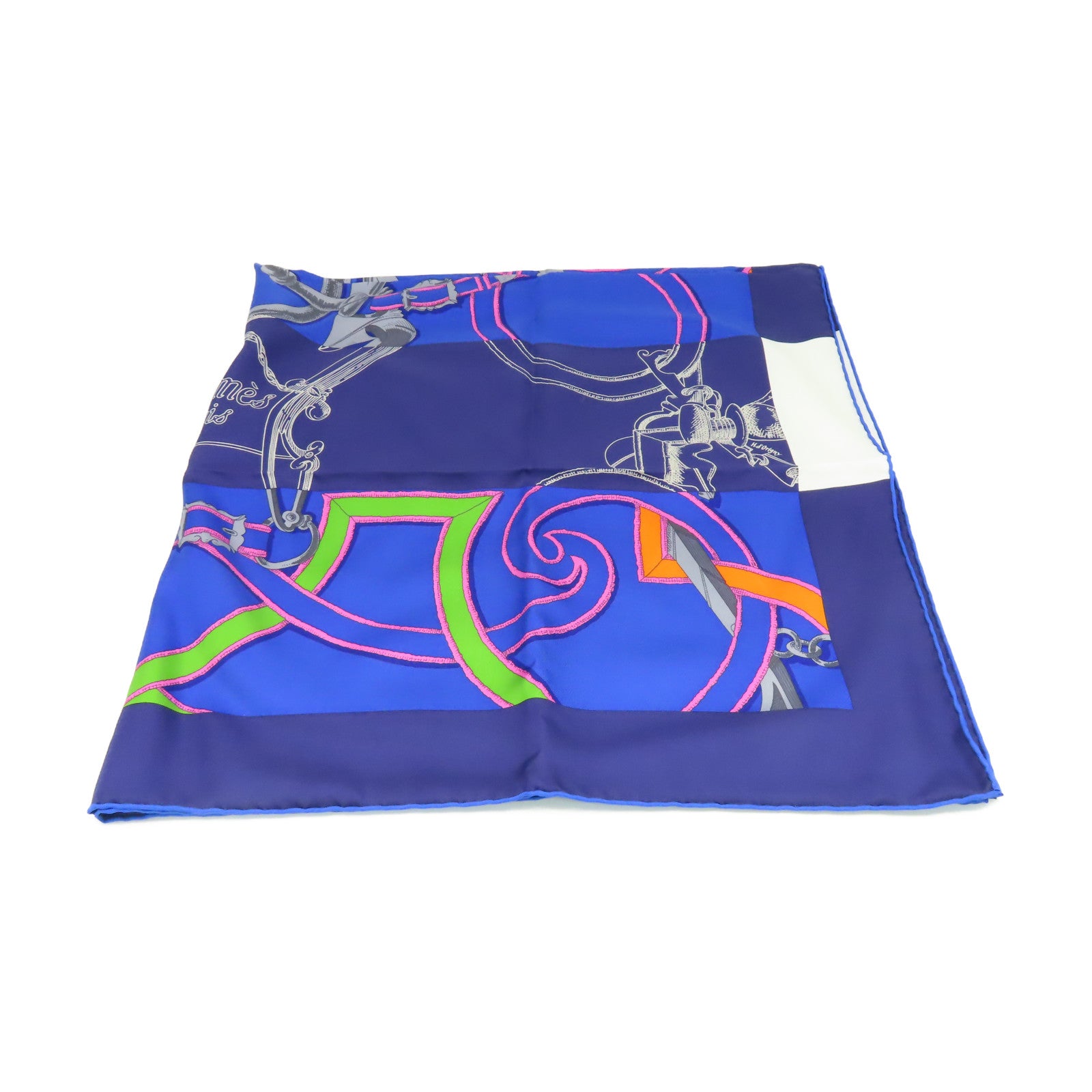 HERMES 【激減優惠】絲質Scarf 90x90絲巾藍色/彩色