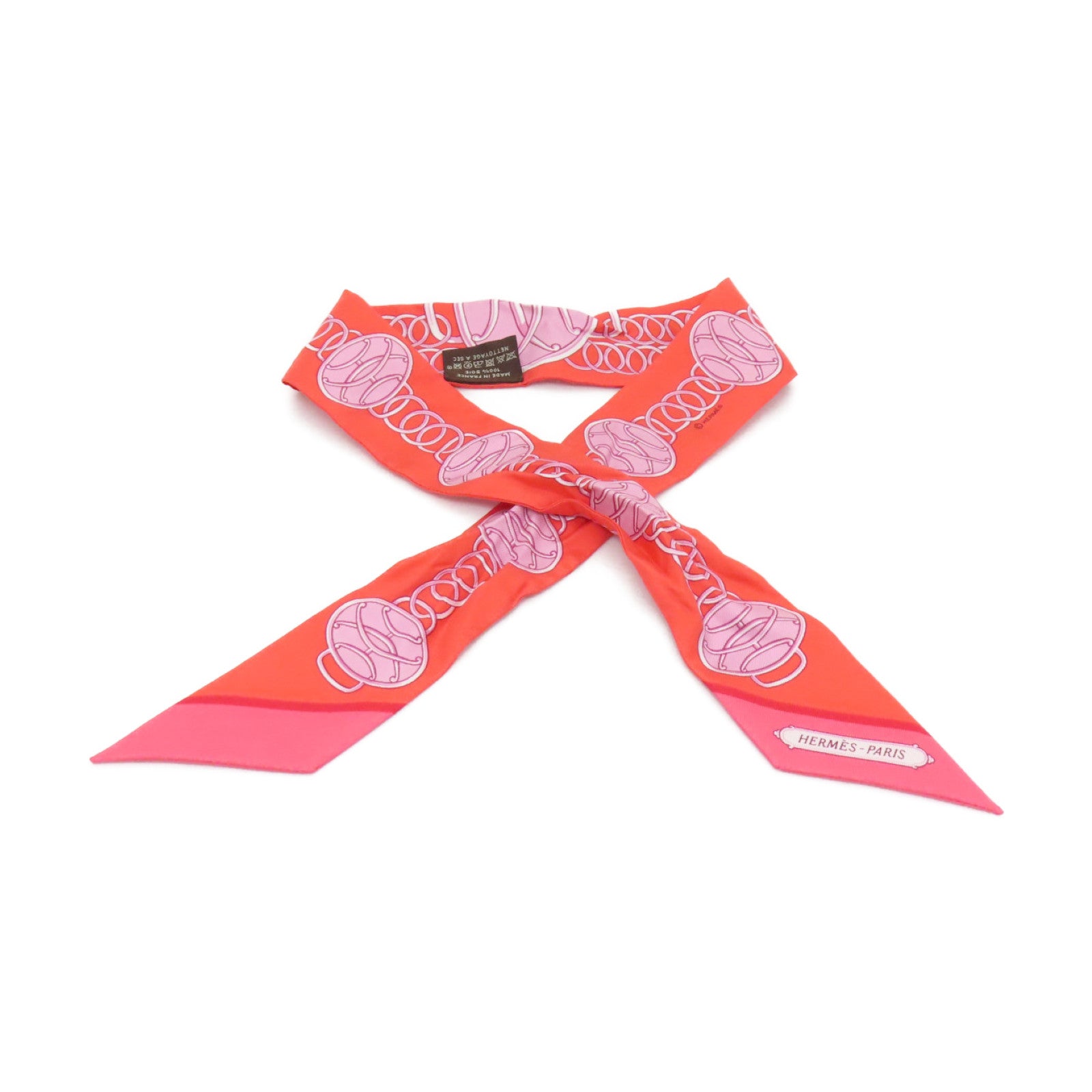 HERMES Silk Twilly Scarf Red
