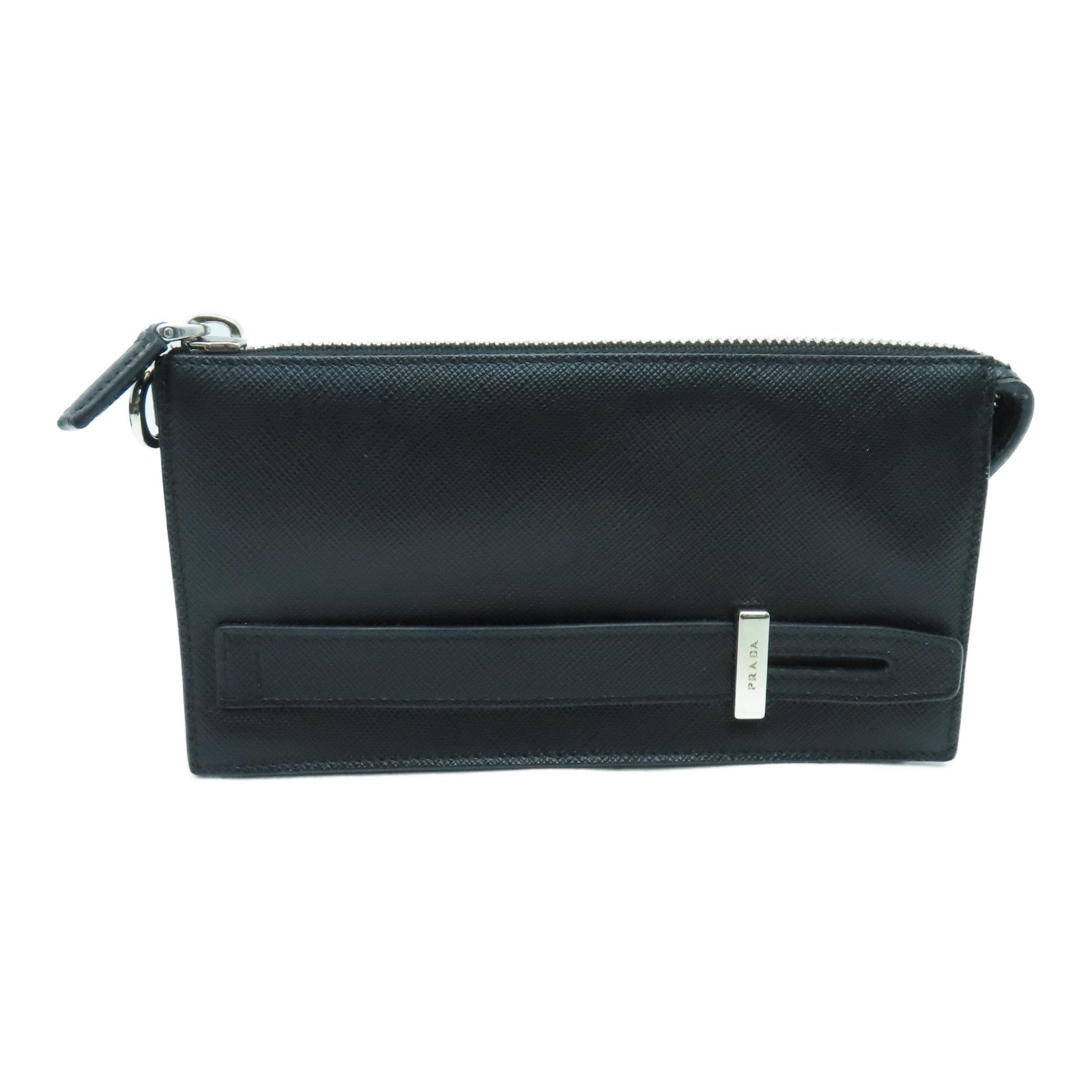 PRADA Saffiano皮革Clutch Bag銀扣手拿包