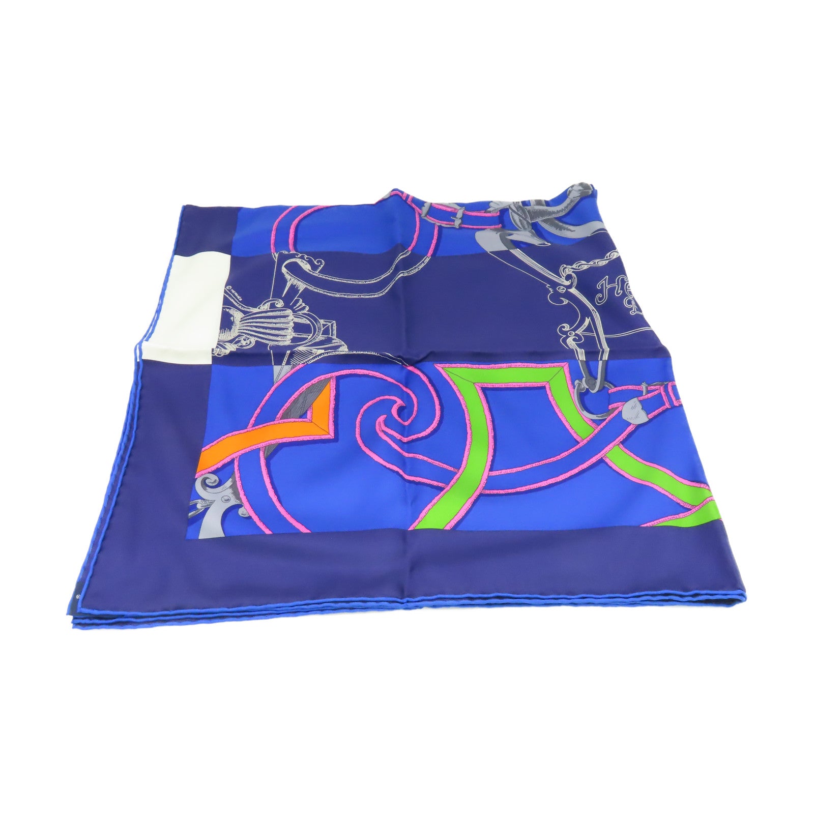 HERMES 【激減優惠】絲質Scarf 90x90絲巾藍色/彩色