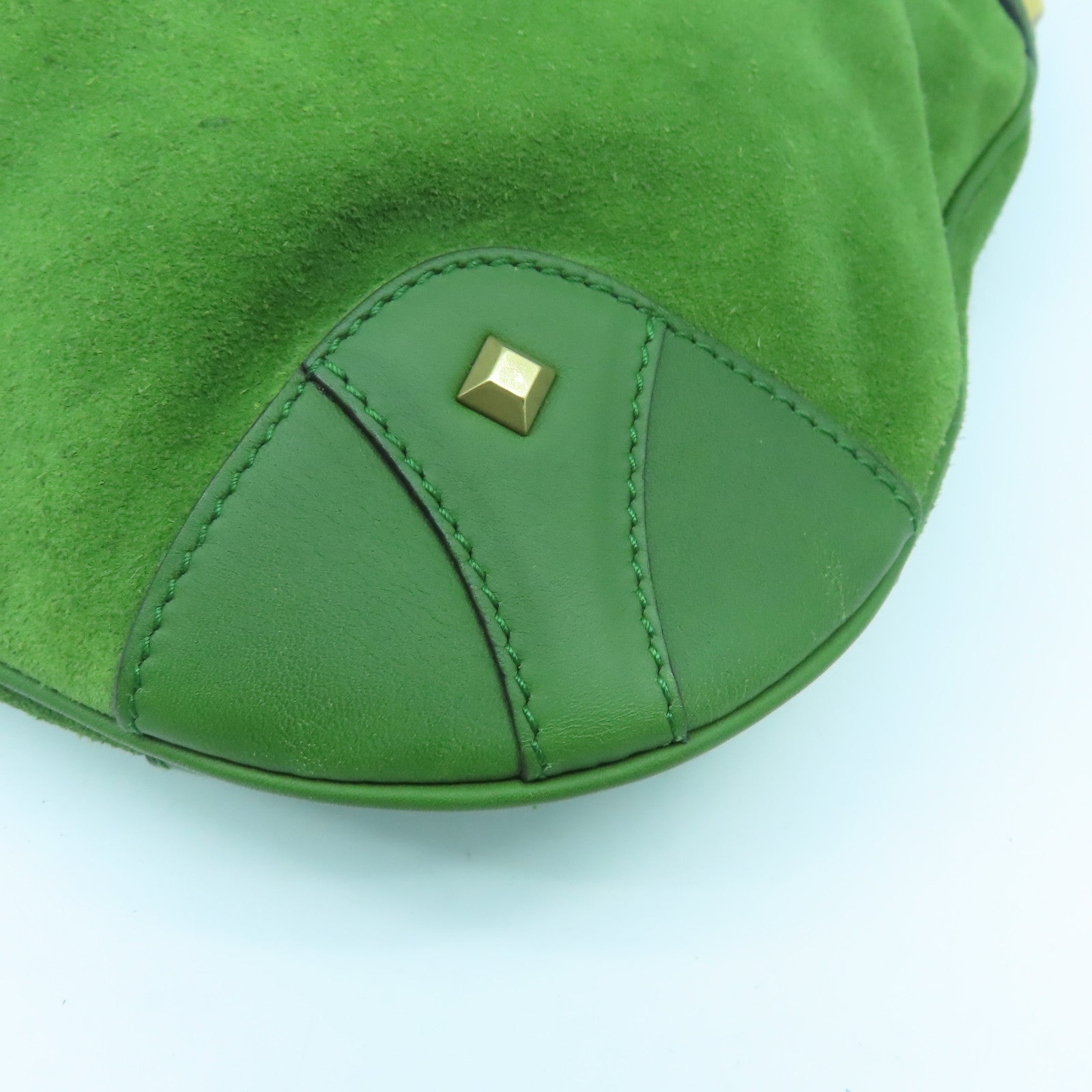 GUCCI 麂皮皮革Shoulder Bag金扣肩背袋綠色