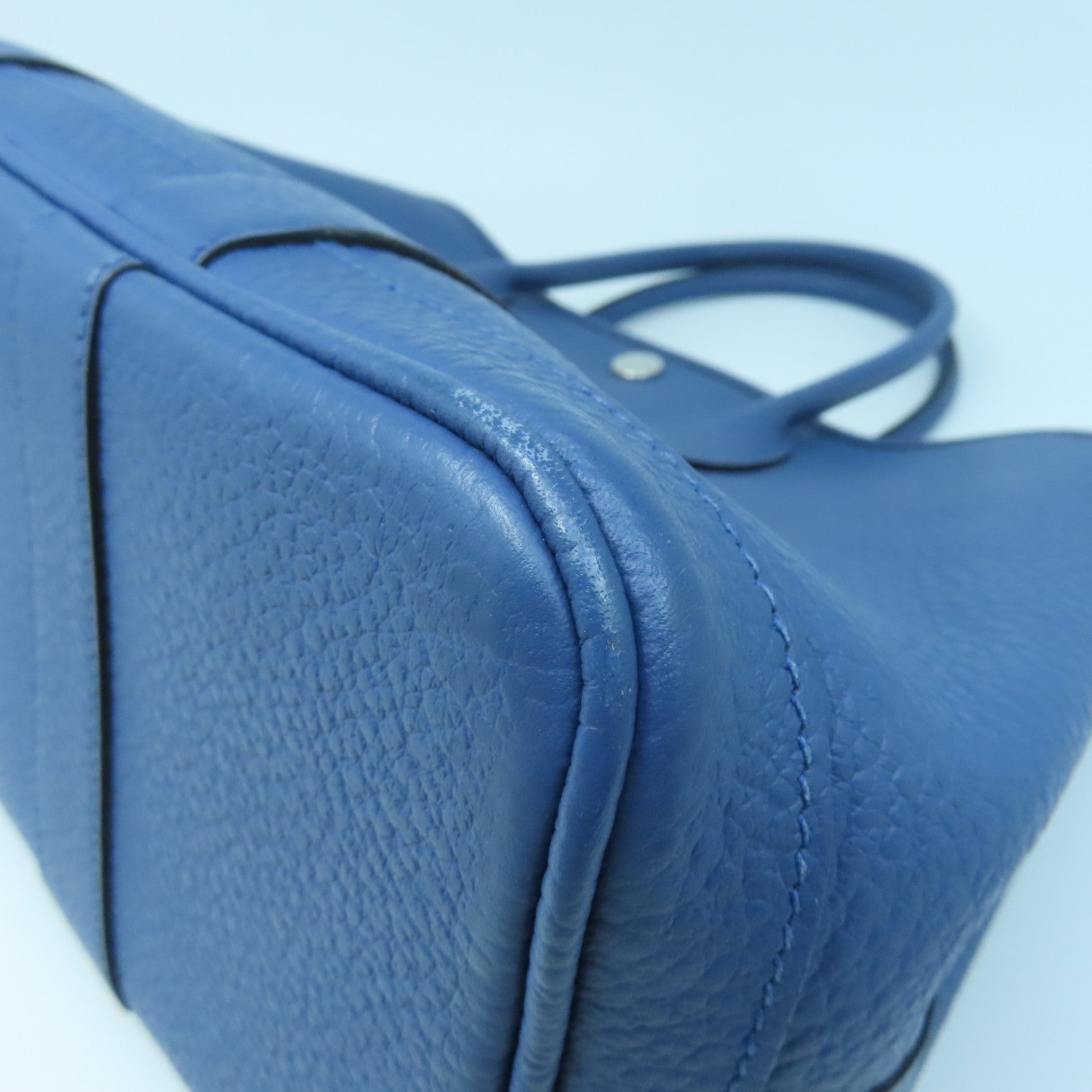 HERMES Negonda皮革Garden Party TPM銀扣手挽袋藍色