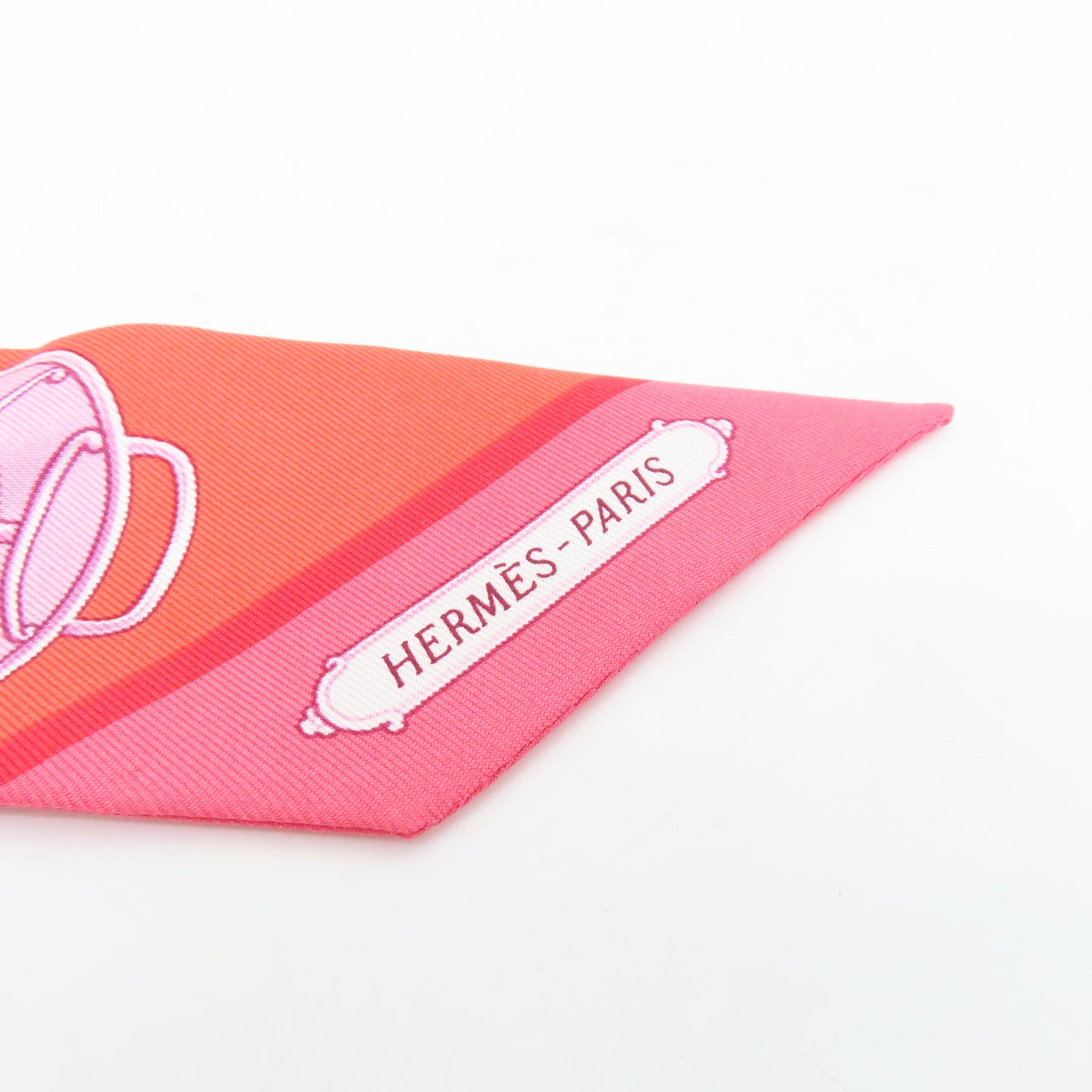 HERMES Silk Twilly Scarf Red