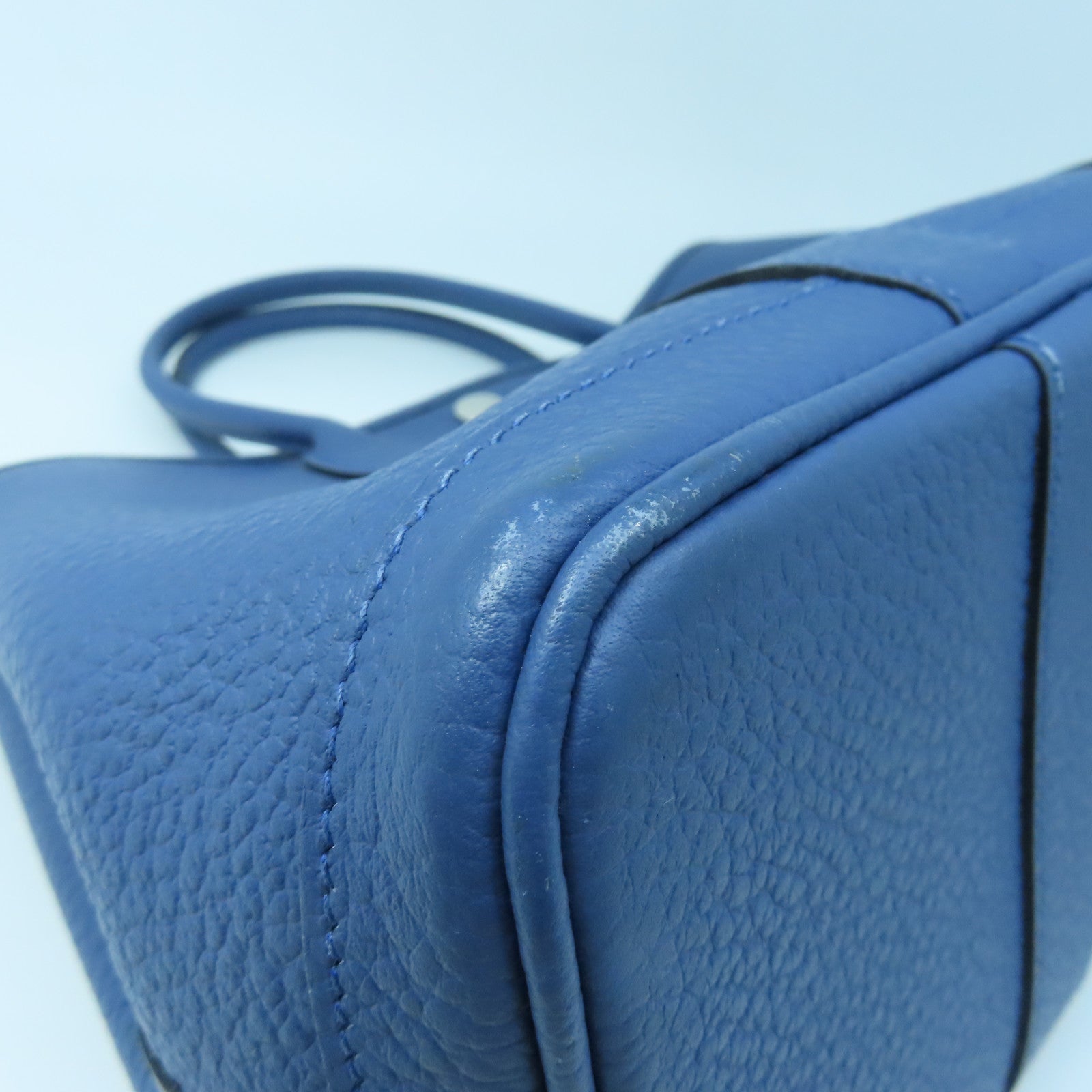 HERMES Negonda皮革Garden Party TPM銀扣手挽袋藍色