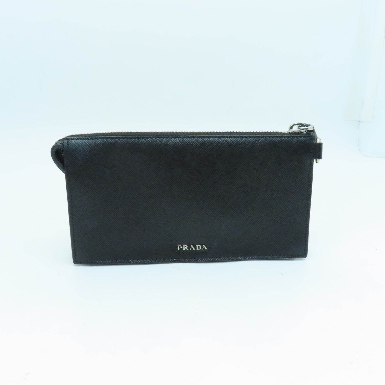 PRADA Saffiano皮革Clutch Bag銀扣手拿包