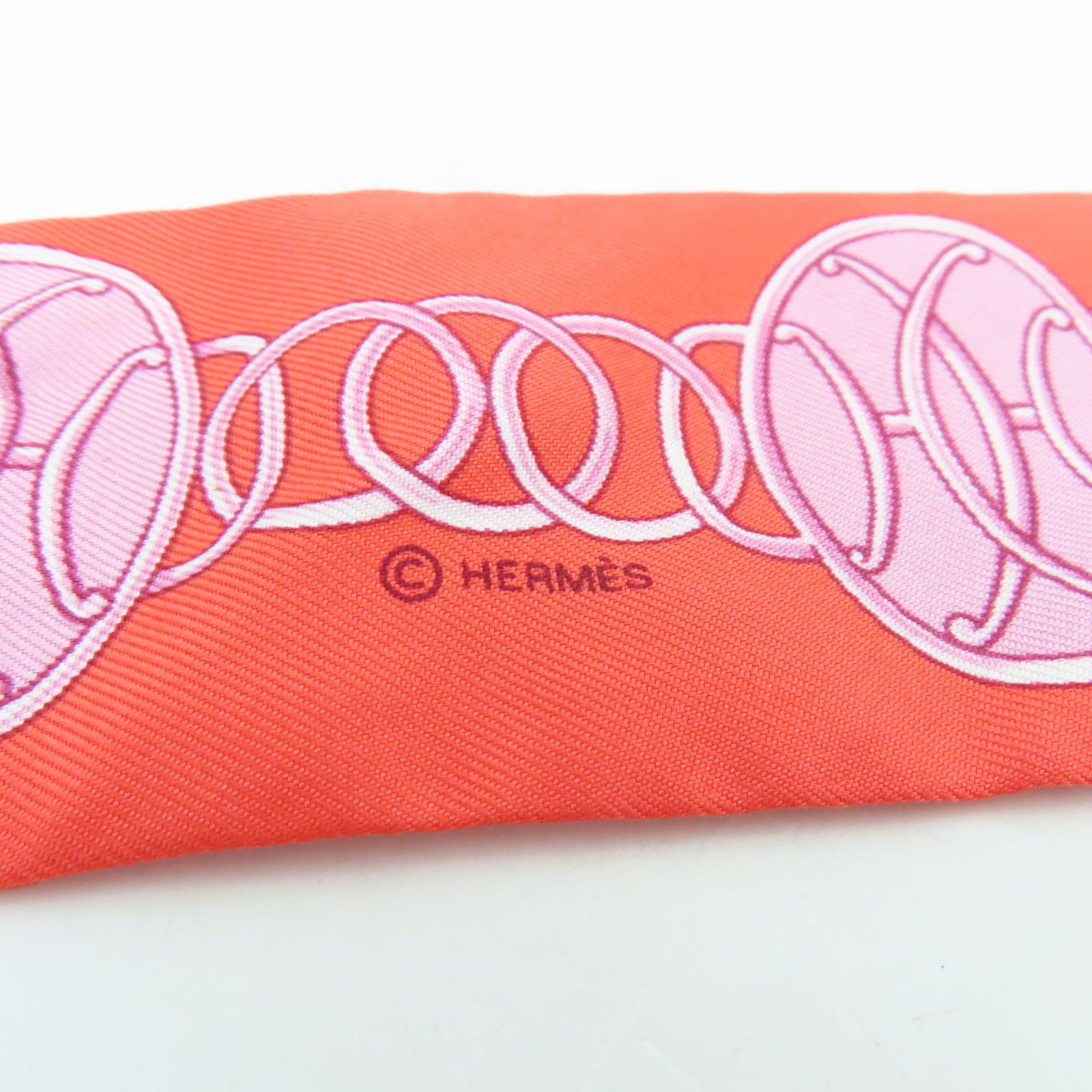 HERMES Silk Twilly Scarf Red