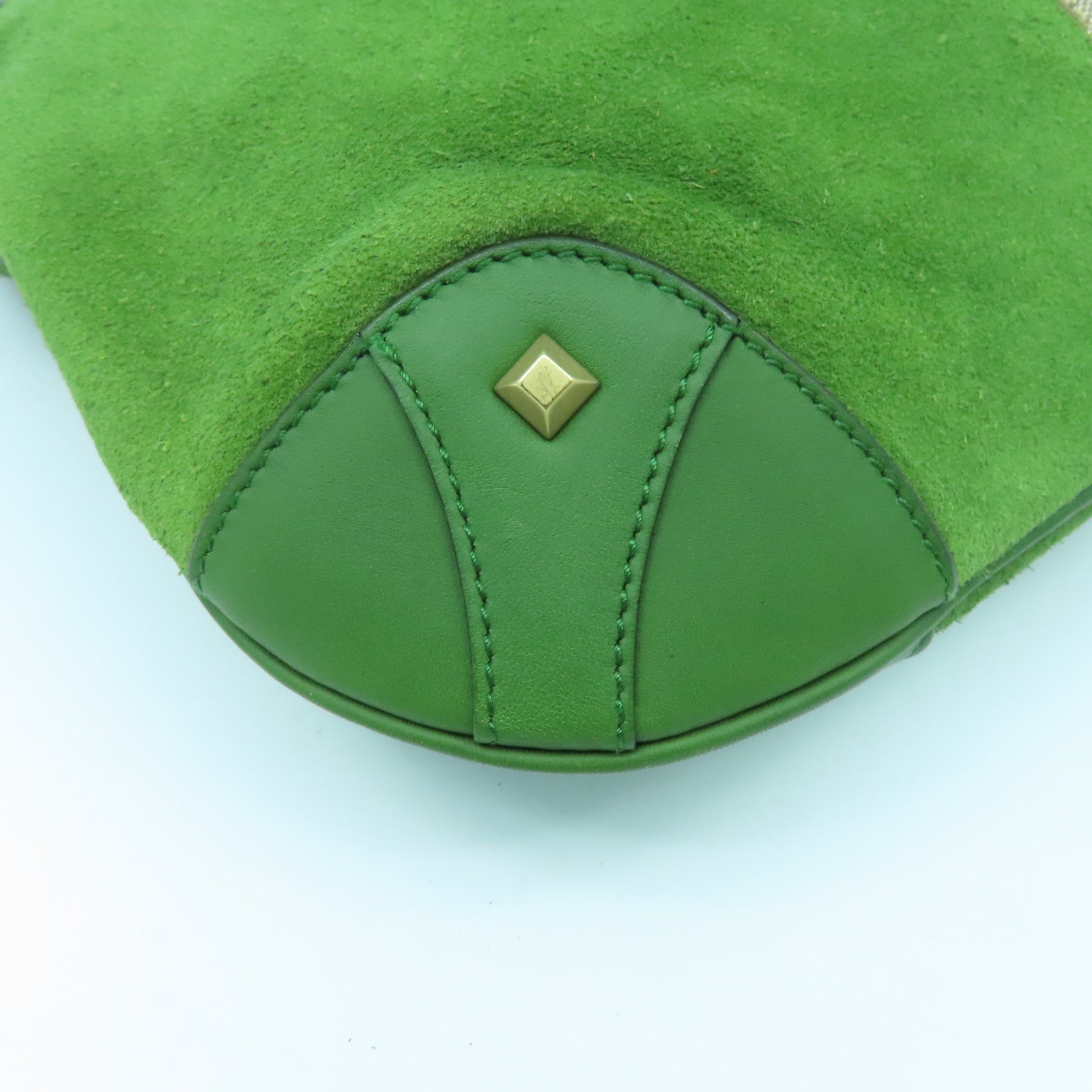 GUCCI 麂皮皮革Shoulder Bag金扣肩背袋綠色