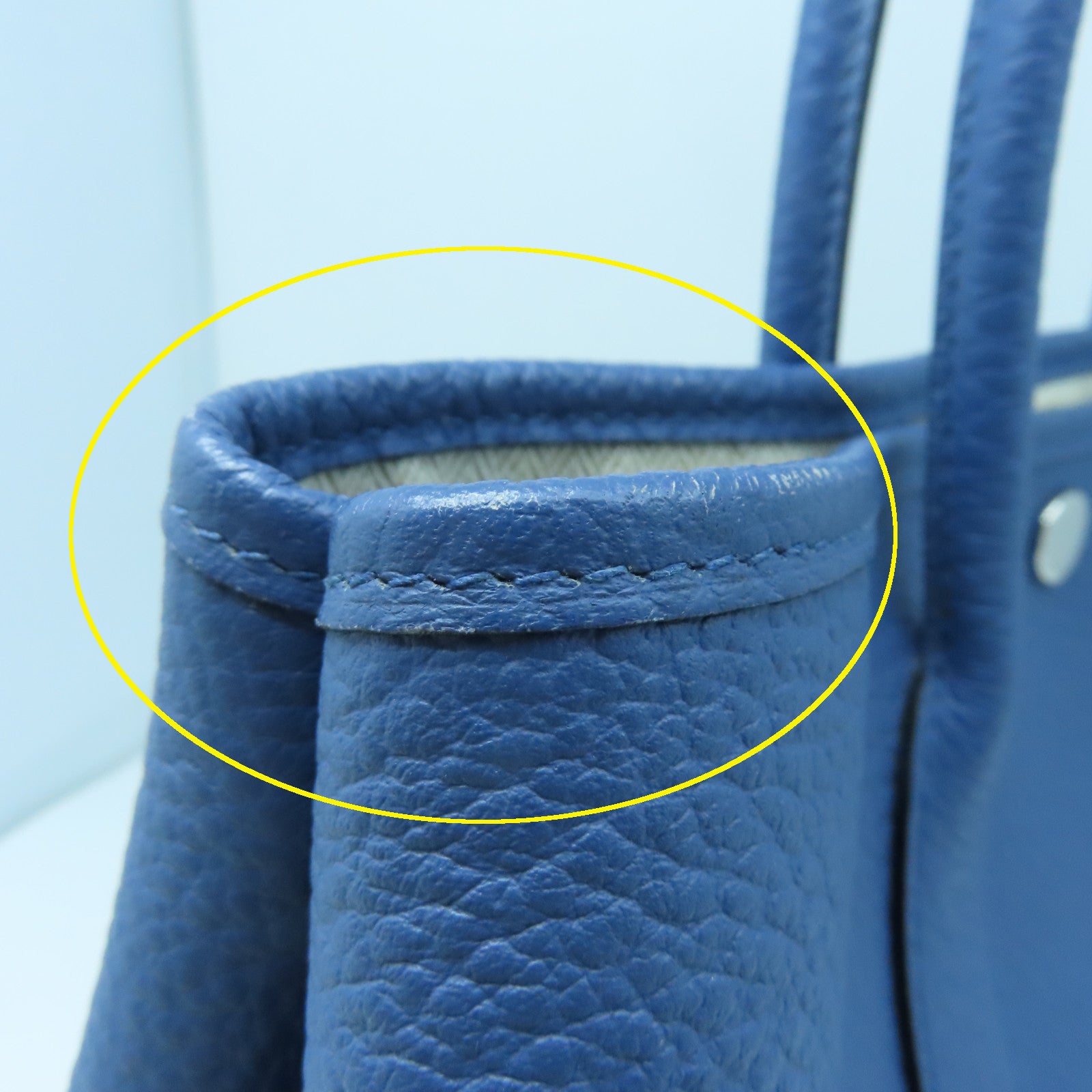 HERMES Negonda皮革Garden Party TPM銀扣手挽袋藍色
