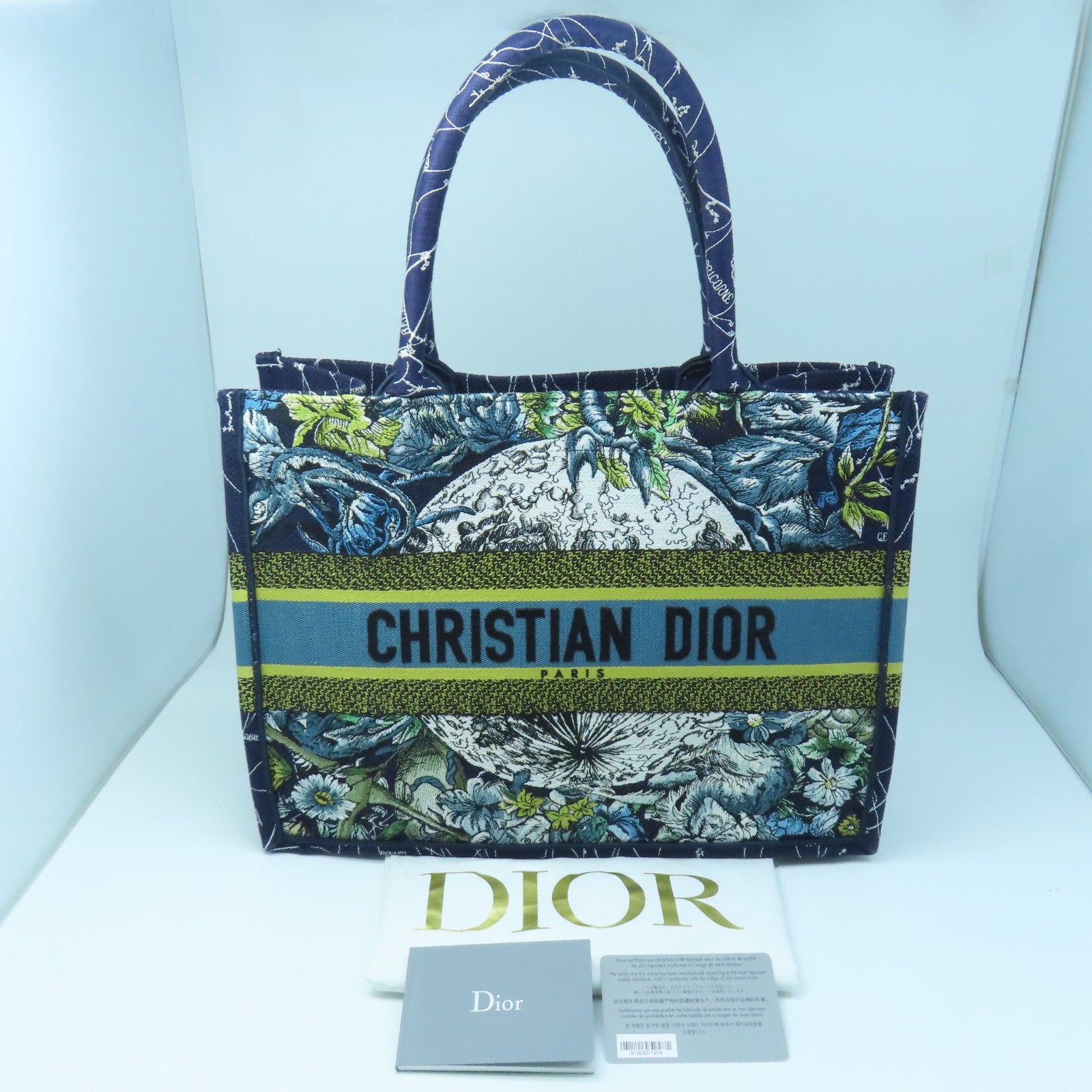 Dior Canvas Dior Book Handle Bag Dark Blue/Yellow/White
