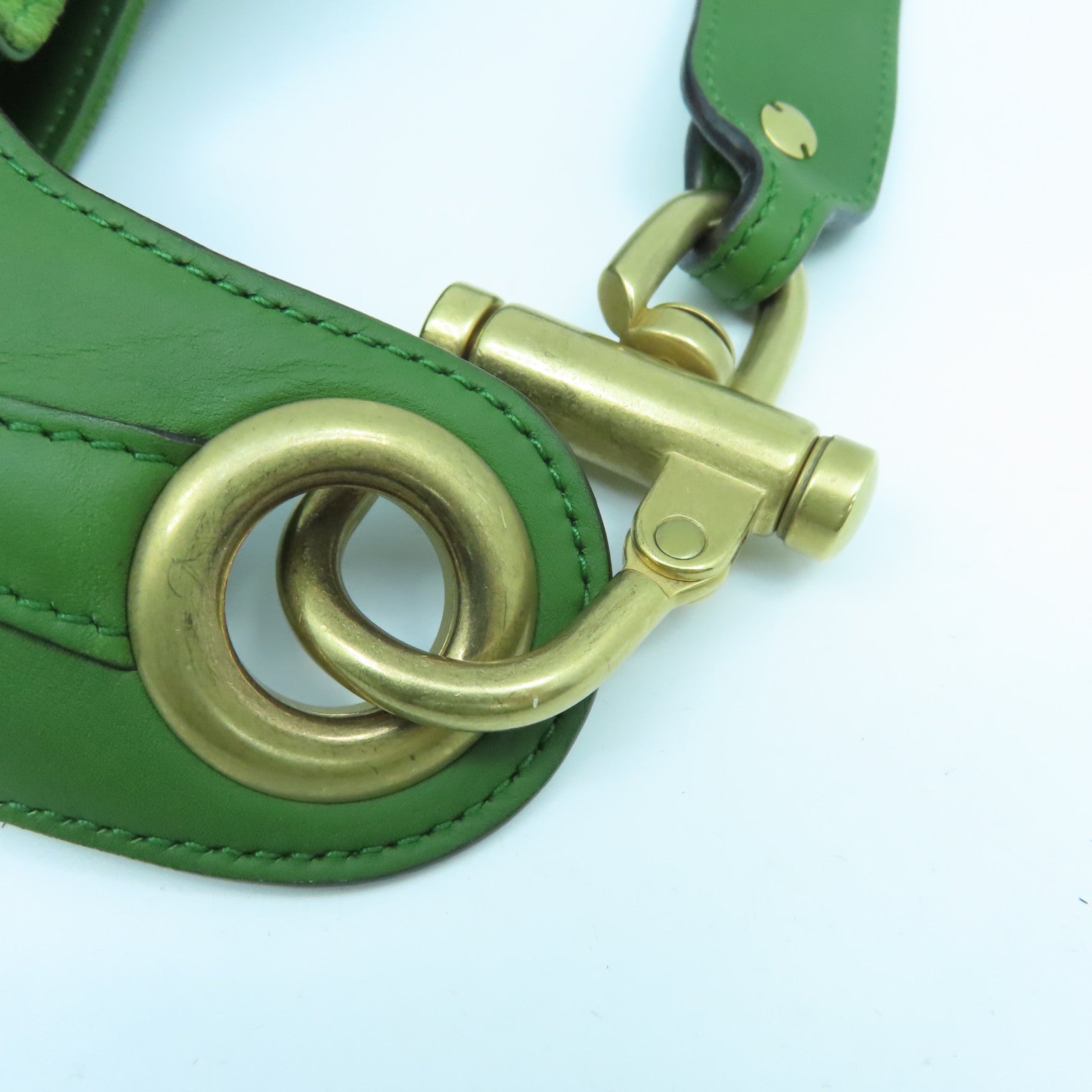 GUCCI 麂皮皮革Shoulder Bag金扣肩背袋綠色