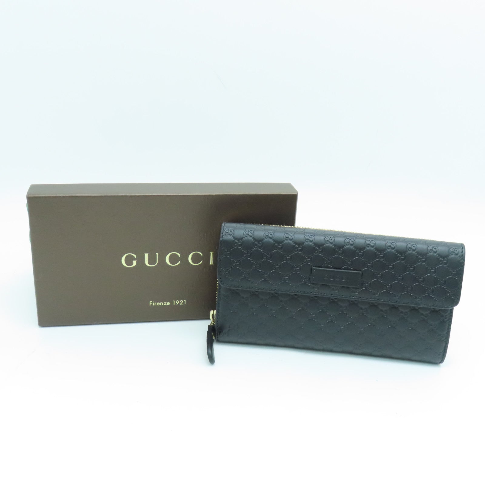 GUCCI 牛皮皮革Long Wallet金扣長錢包黑色