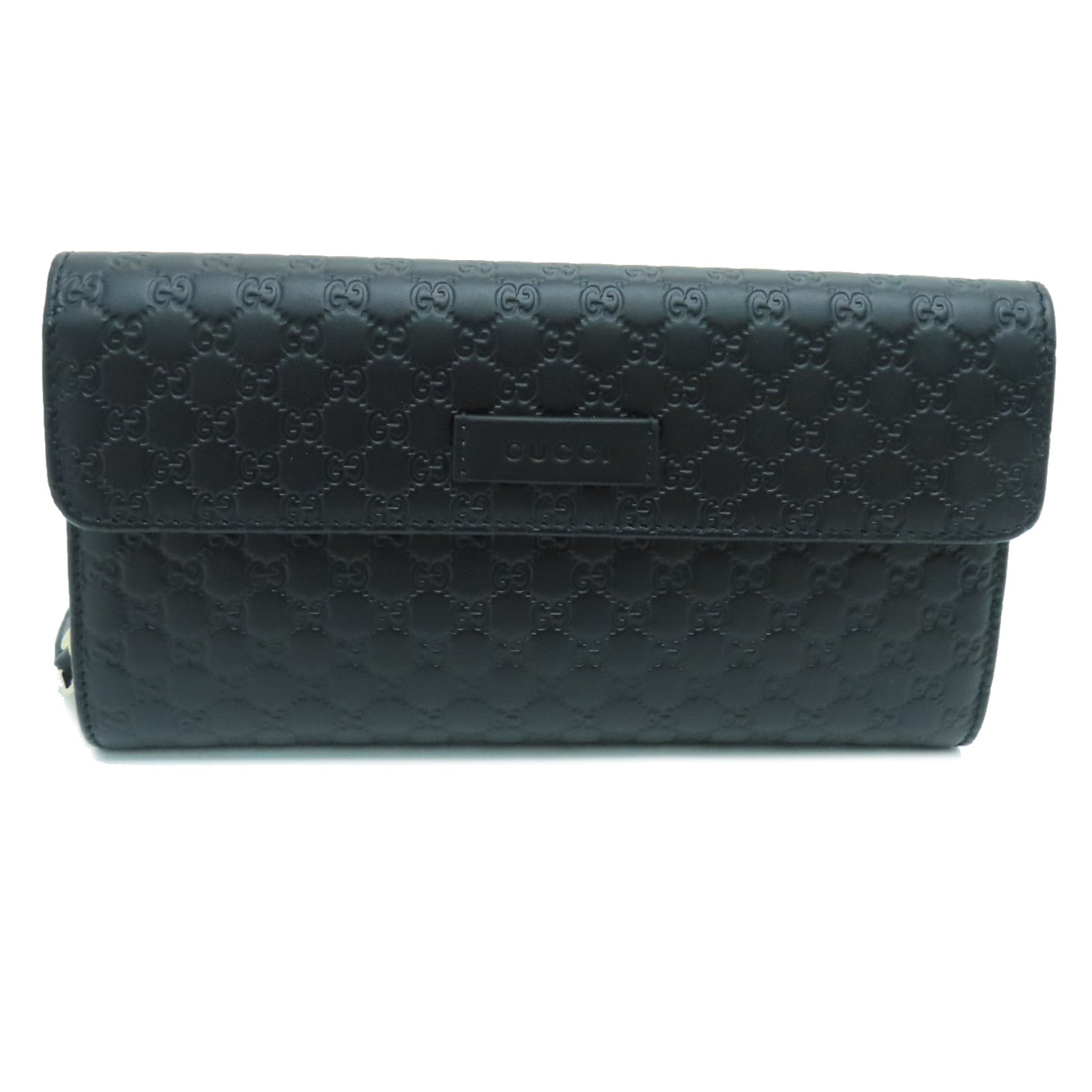 GUCCI 牛皮皮革Long Wallet金扣長錢包黑色